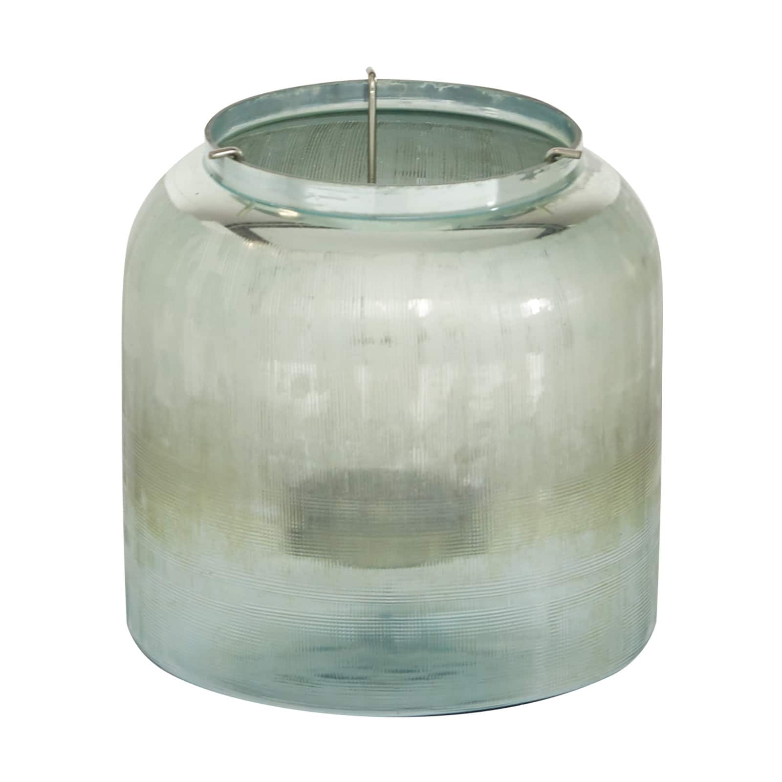 8" Turquoise Glass Contemporary Candlestick Holder