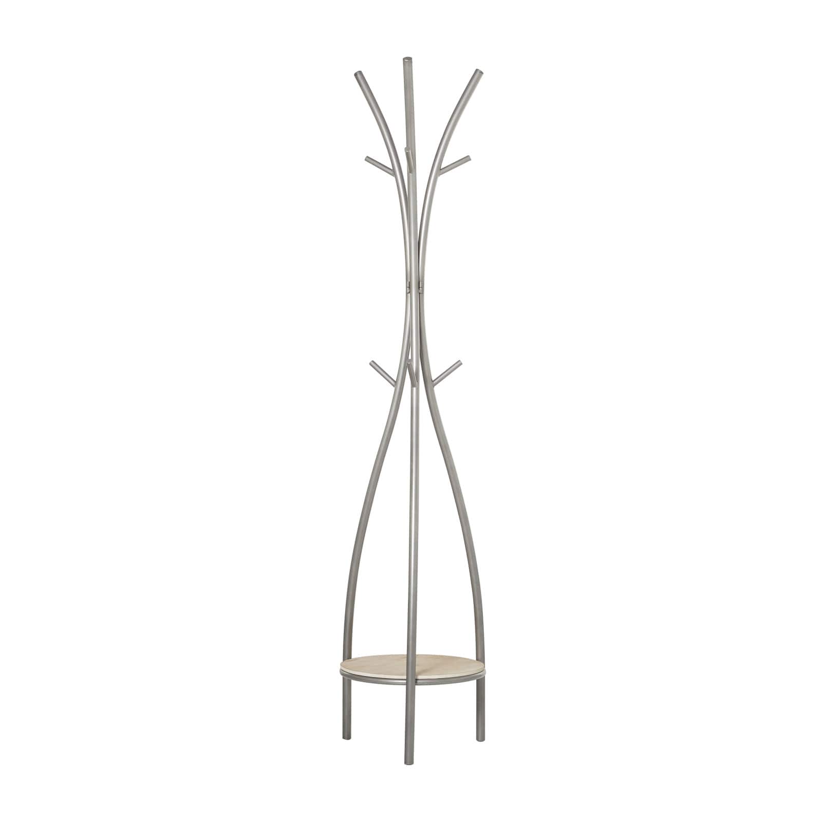 Silver Metal Modern Coat Rack, 73" x  17" x  17"