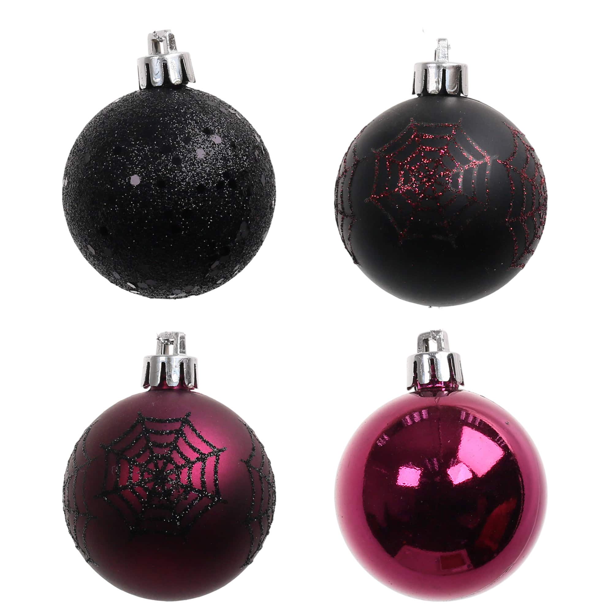 6 Pack 45mm Black Spiderweb Shatterproof Ball Ornaments by Ashland®
