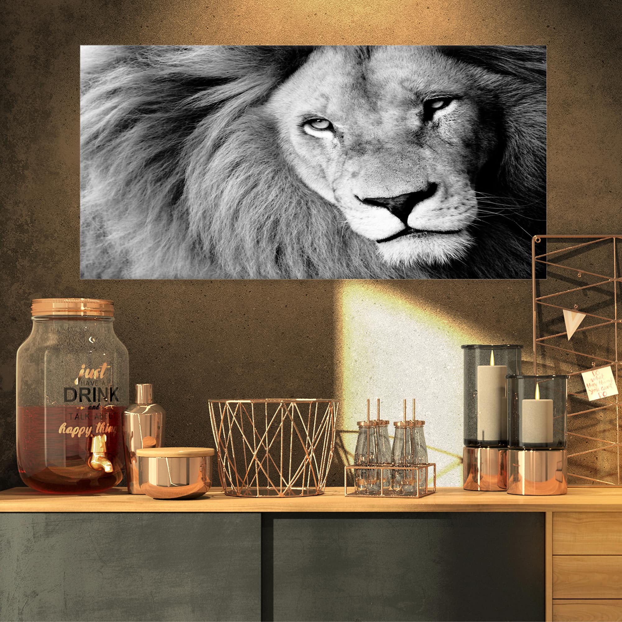 Designart - Lion Head in Grey