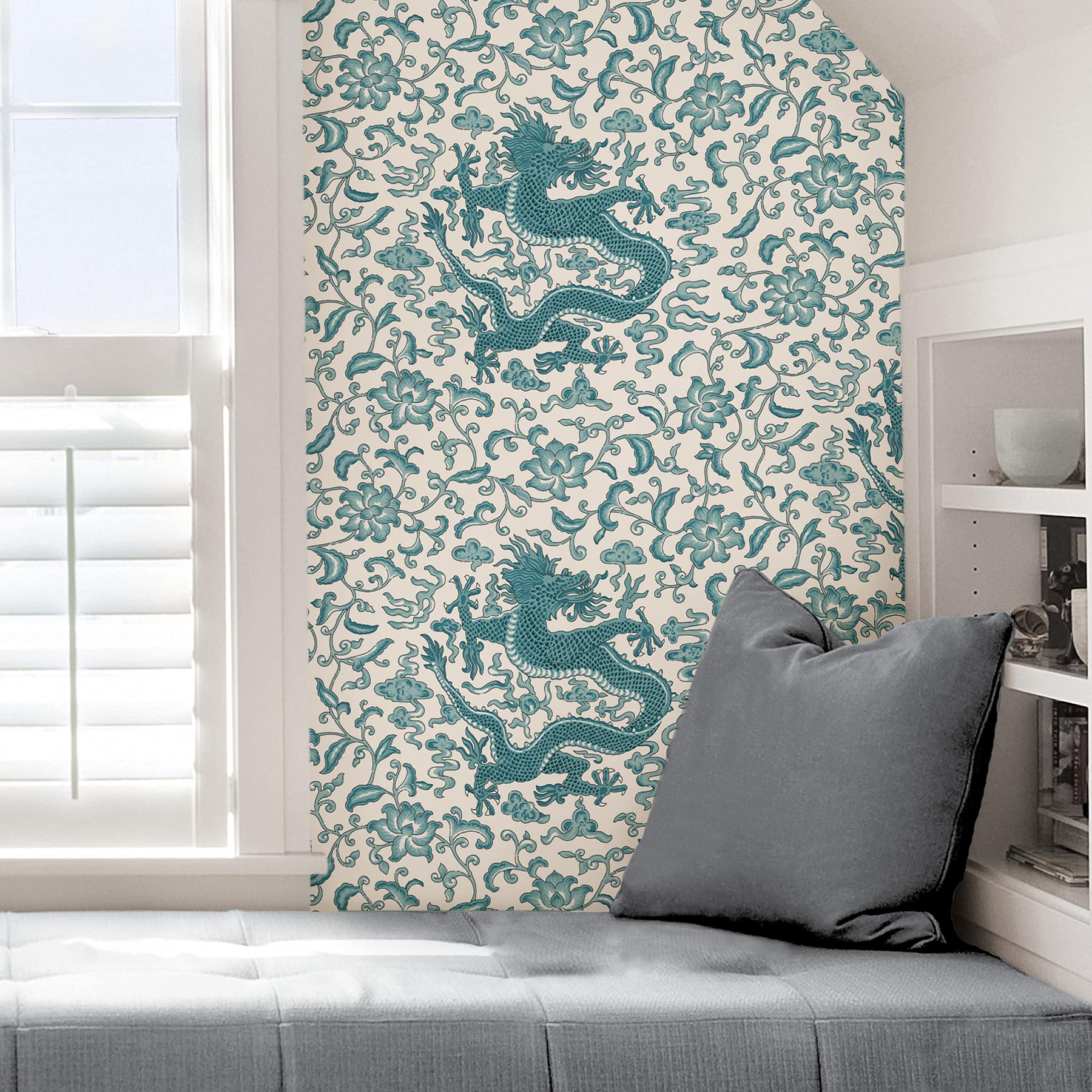 Scalamandre Peacock Chien Dragon Peel & Stick Wallpaper