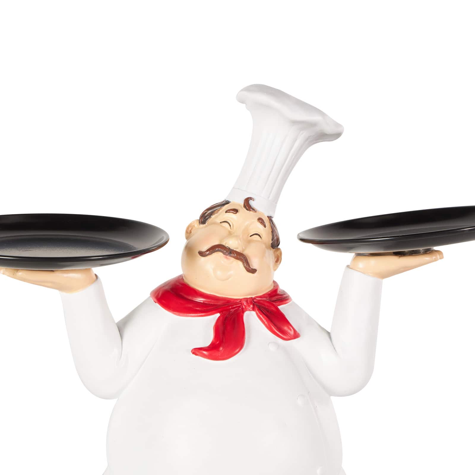 16.25" White Polystone Chef Kitchen Decorative Sculpture with Black Trays