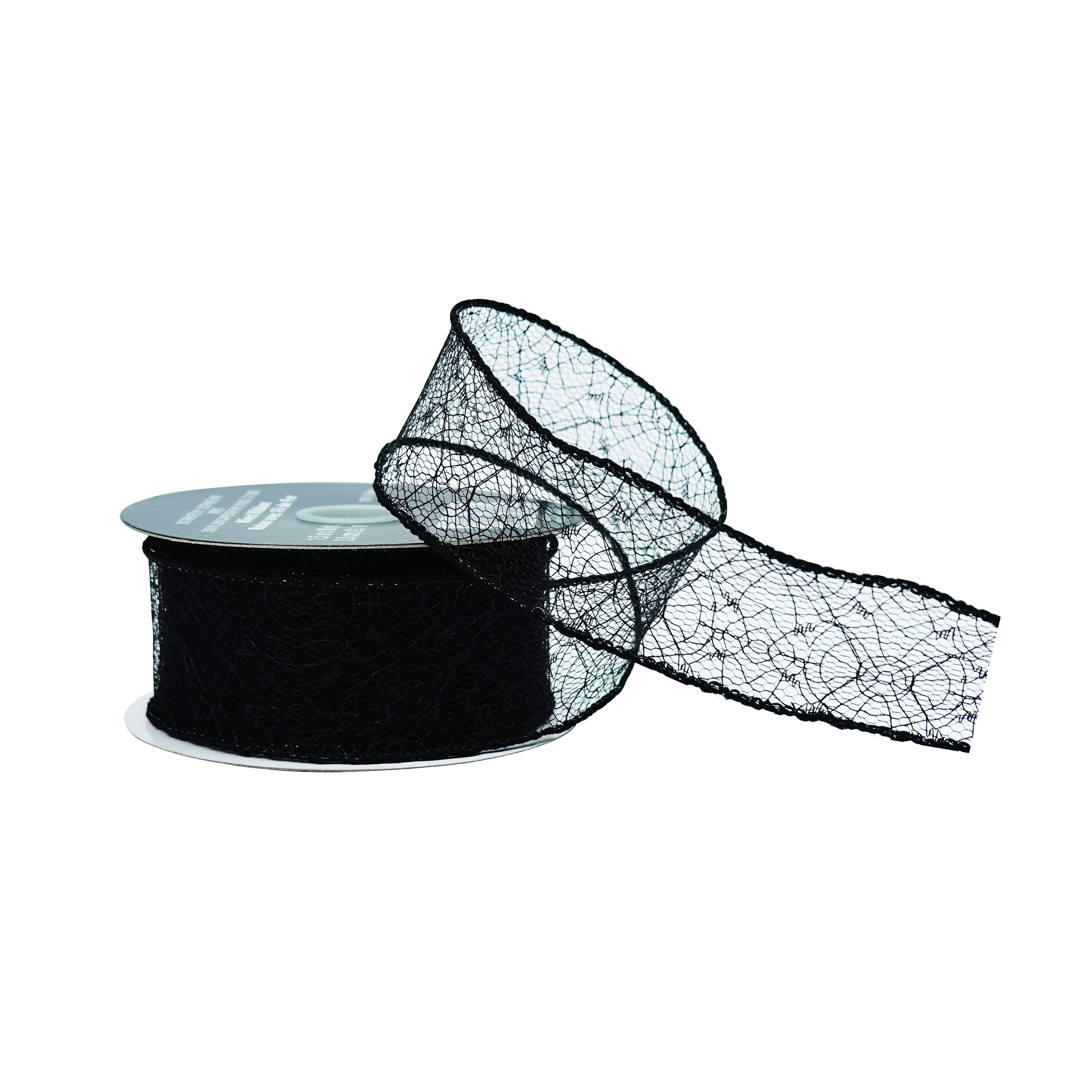 1.5" x 10yd. Black Spiderweb Wired Ribbon by Celebrate It®