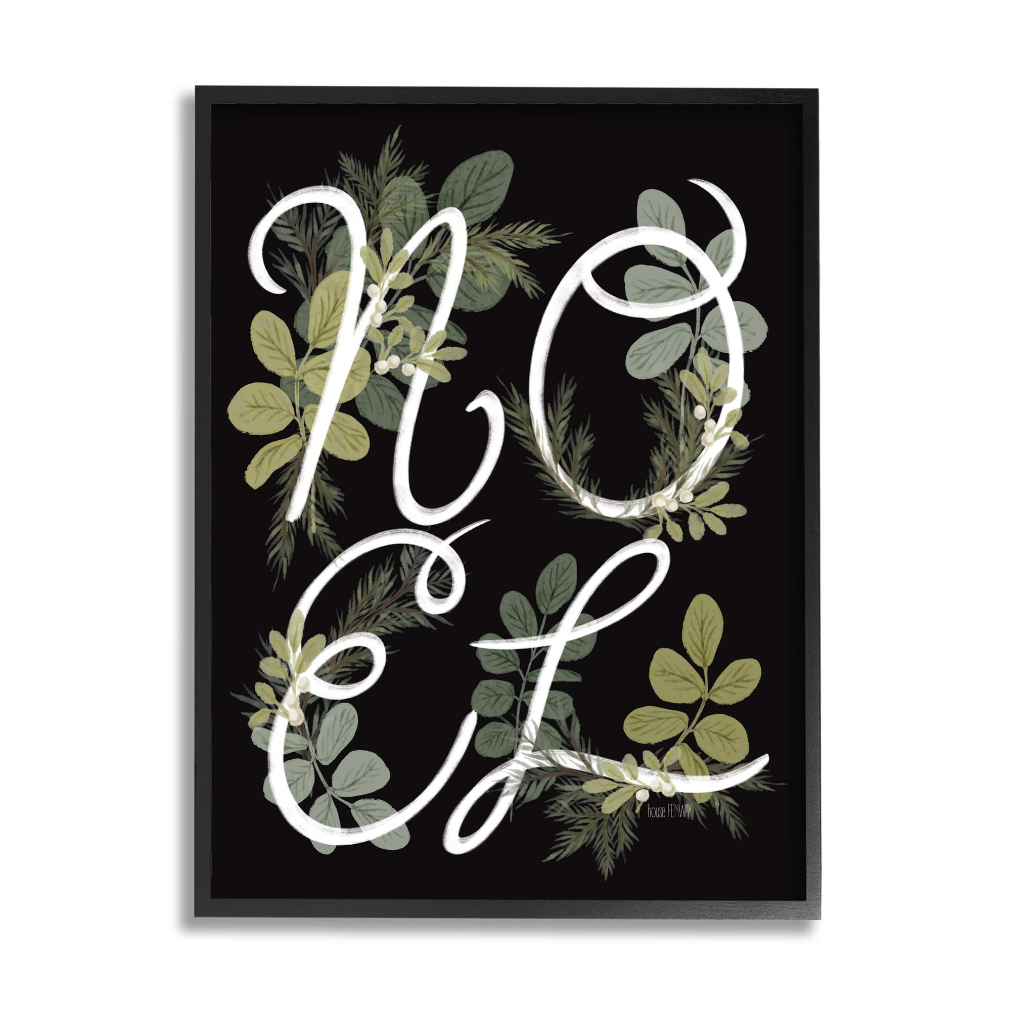 Stupell Industries Noel Intertwined Botanical Leaves Framed Giclee Art