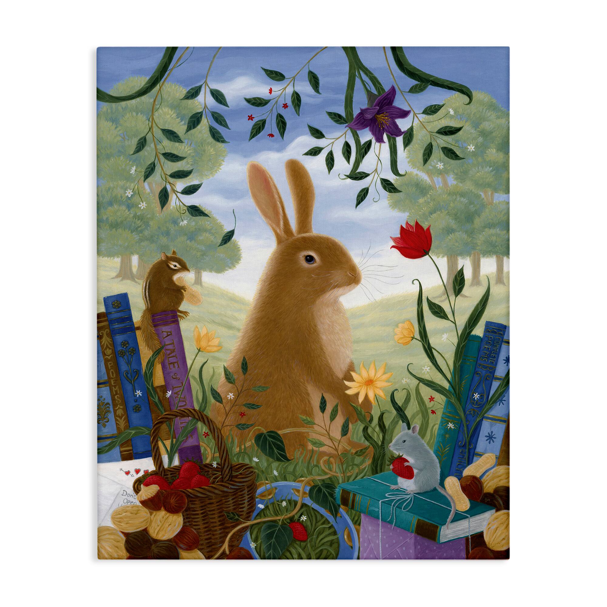 Stupell Industries Spring View Rabbit & Friends Canvas Wall Art