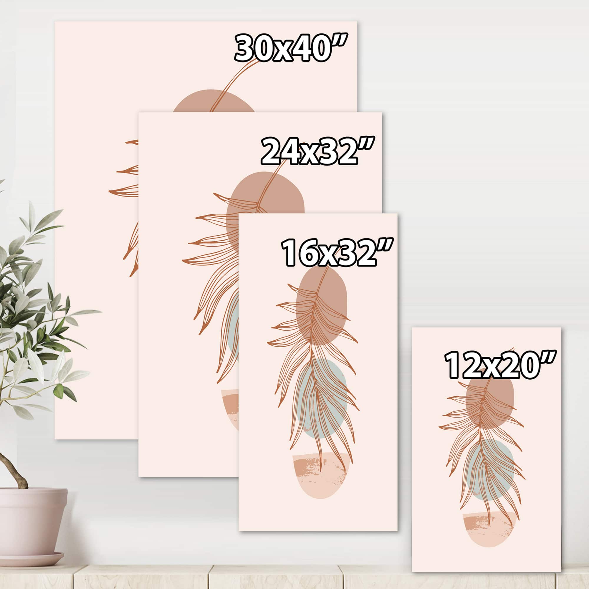 Designart - Moon & Sun Shapes In Retro Terracotta Tones II - Modern Canvas Wall Art Print