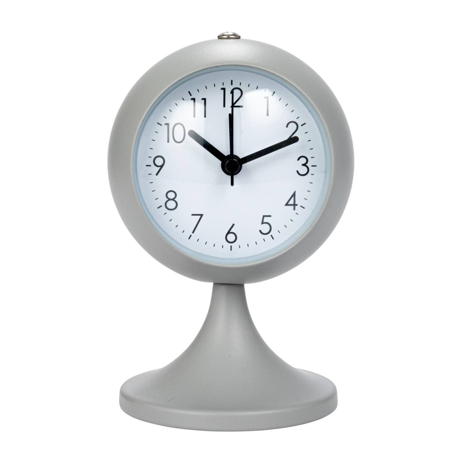 Hello Honey® 5" White Round Metal Table Clock with Alarm