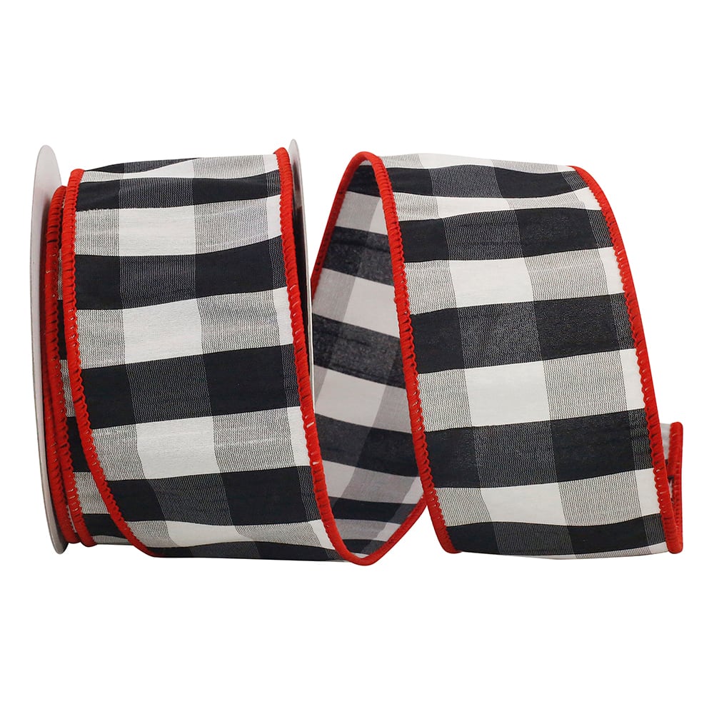 Reliant 2.5" x 10yd. Red Edged Grand Gingham Wired Ribbon