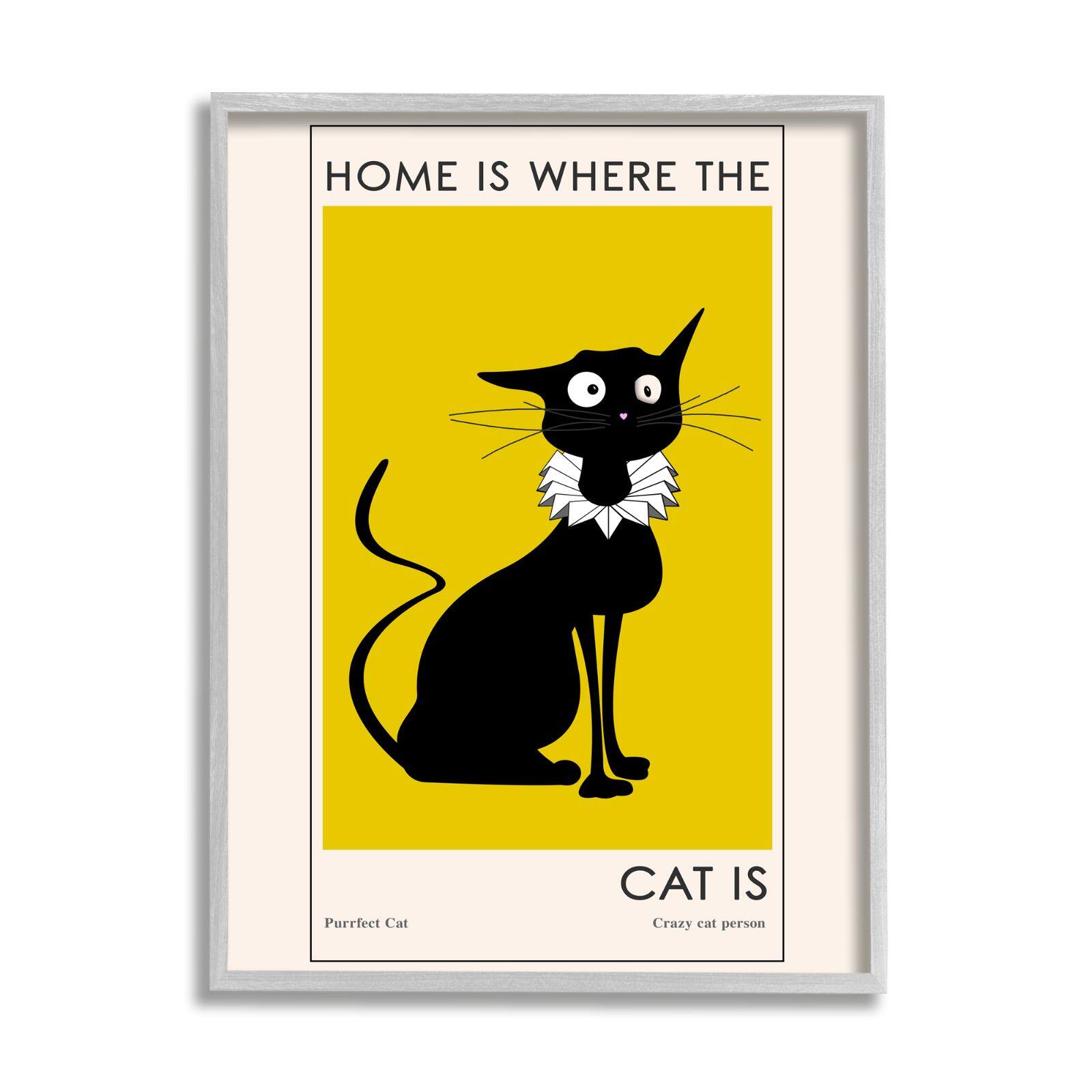 Stupell Industries Home's Where Cat Is Phrase Funny Fashion Feline Framed Wall Art