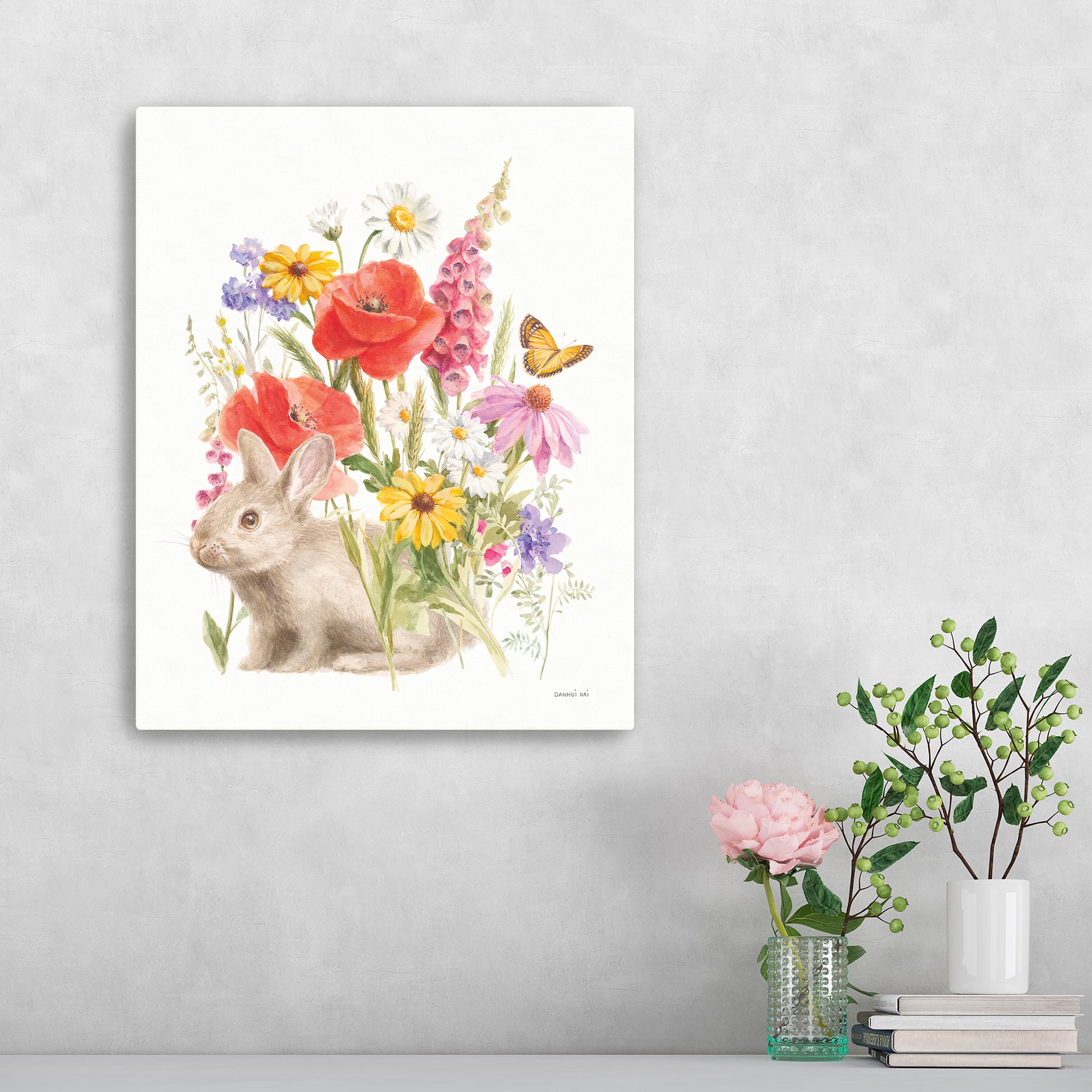 Lumaprints Wildflowers in Bloom II Bunny Canvas Giclée Art