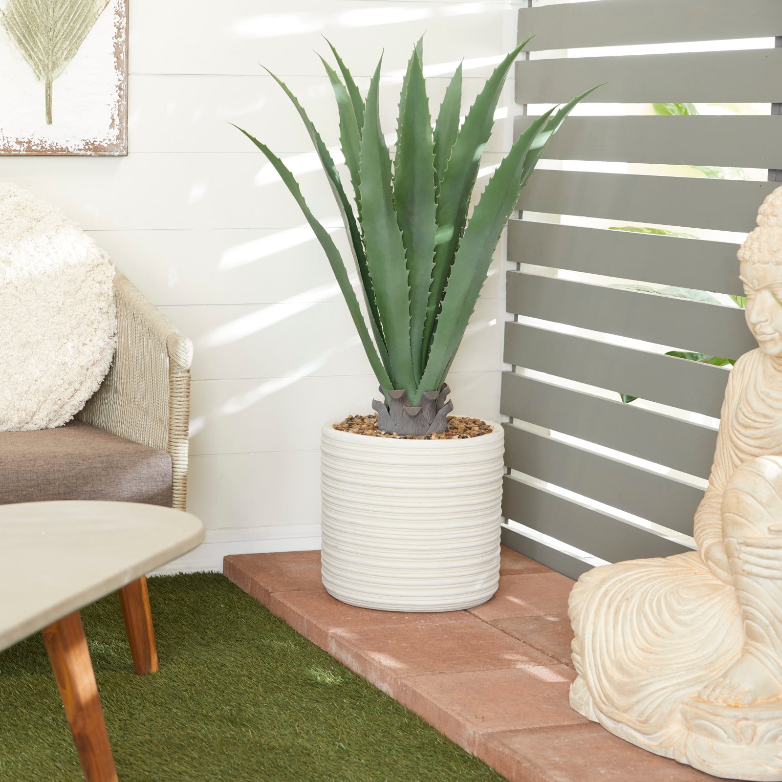 3.5ft. Potted White Plastic Contemporary Aloe Vera Artificial Foliage