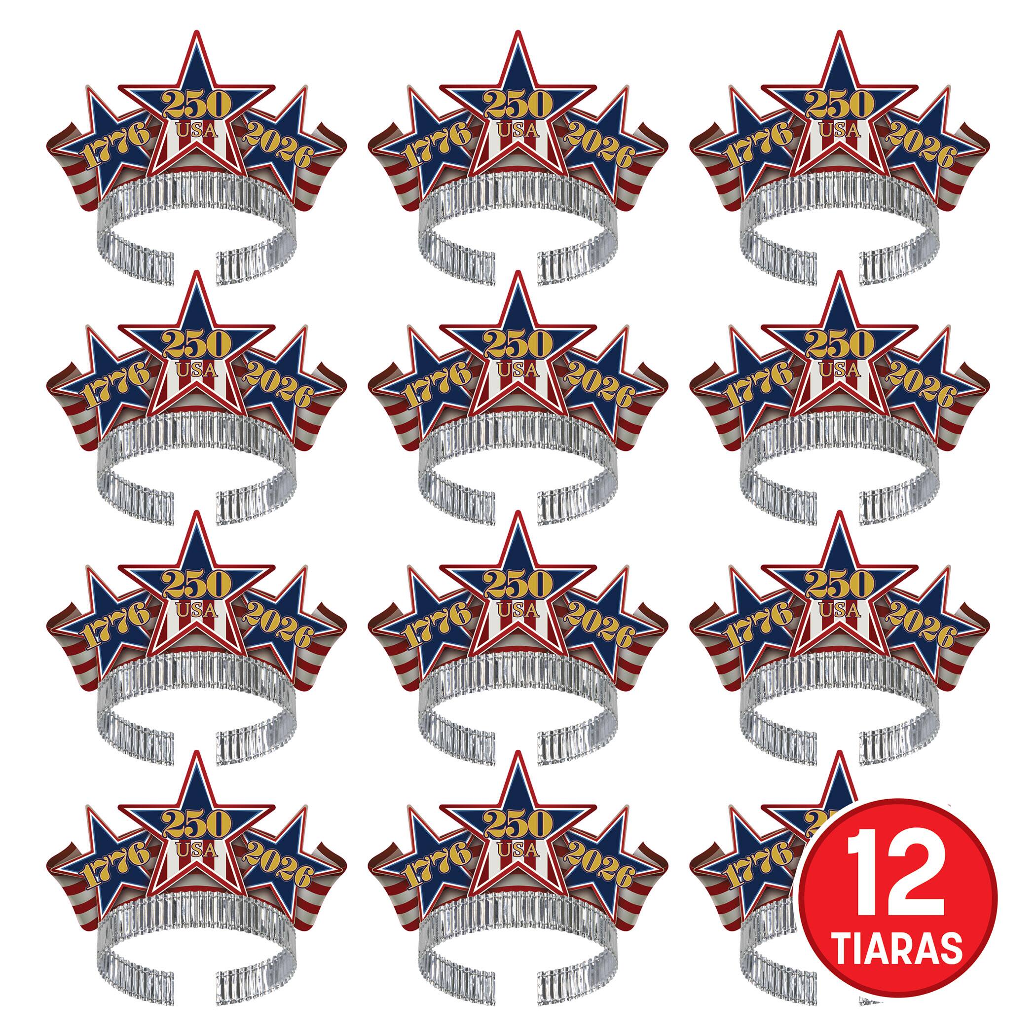 Beistle Semiquincentennial Tiaras, 3 Packs of 4