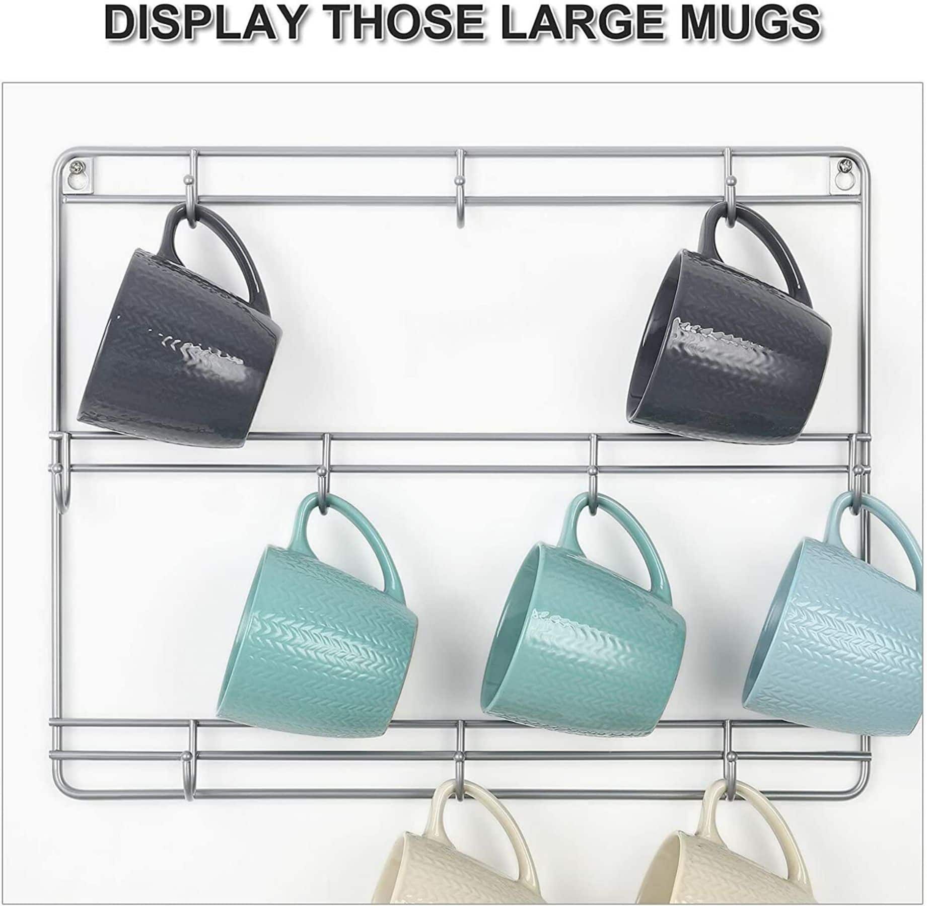 NEX™ Silver 3-Tier Metal Wall Mounted Coffee Cup Holder Set