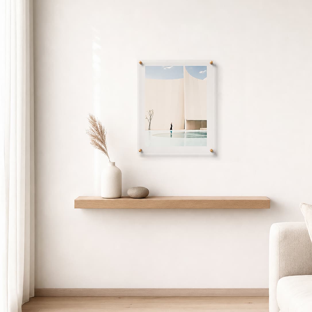 Cool Modern Frames Clear Acrylic Float Frame with Gold Hardware