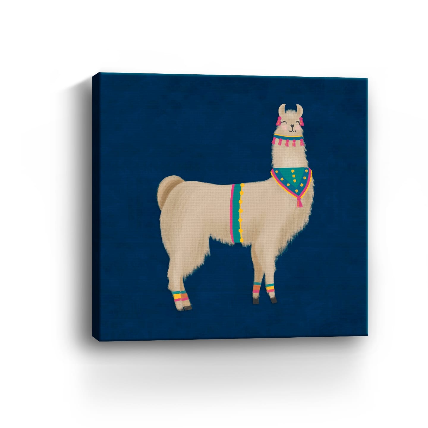 Lovely Llama Jewel Tones III Blue Canvas Giclee