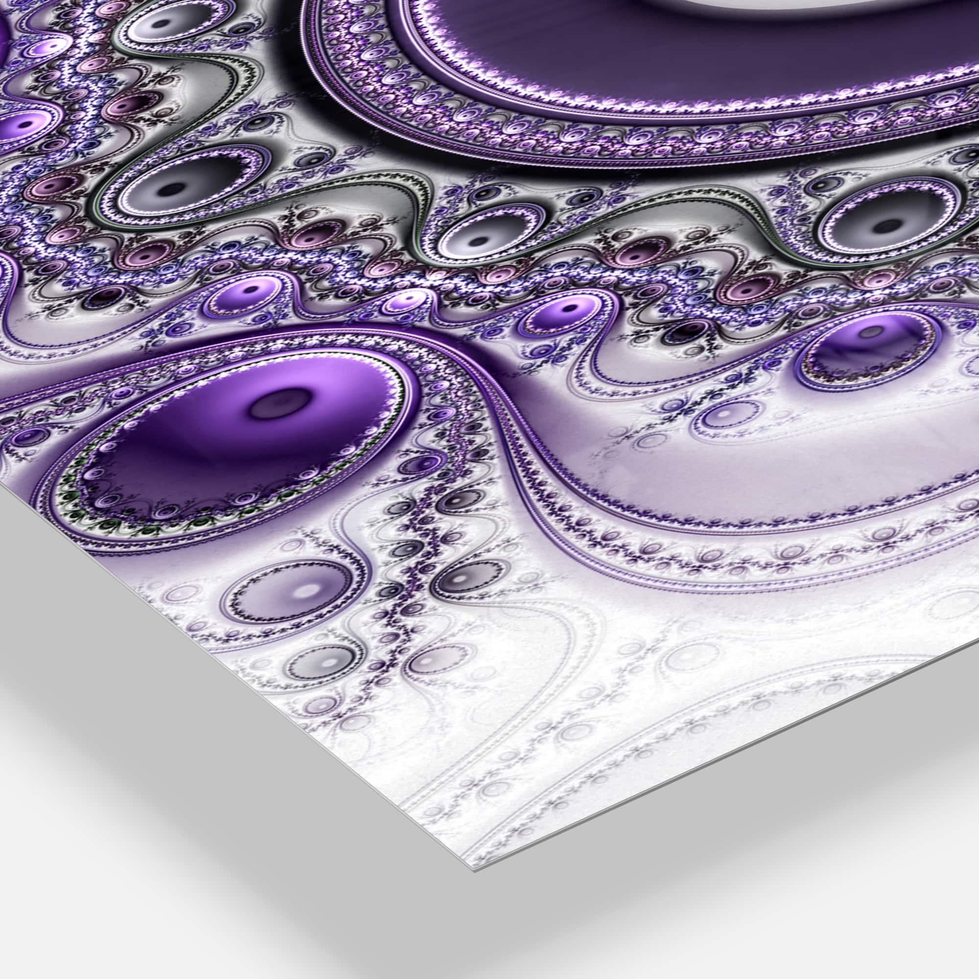 Designart 'Purple Fractal Pattern With Circles Modern Rectangular Wall Clock