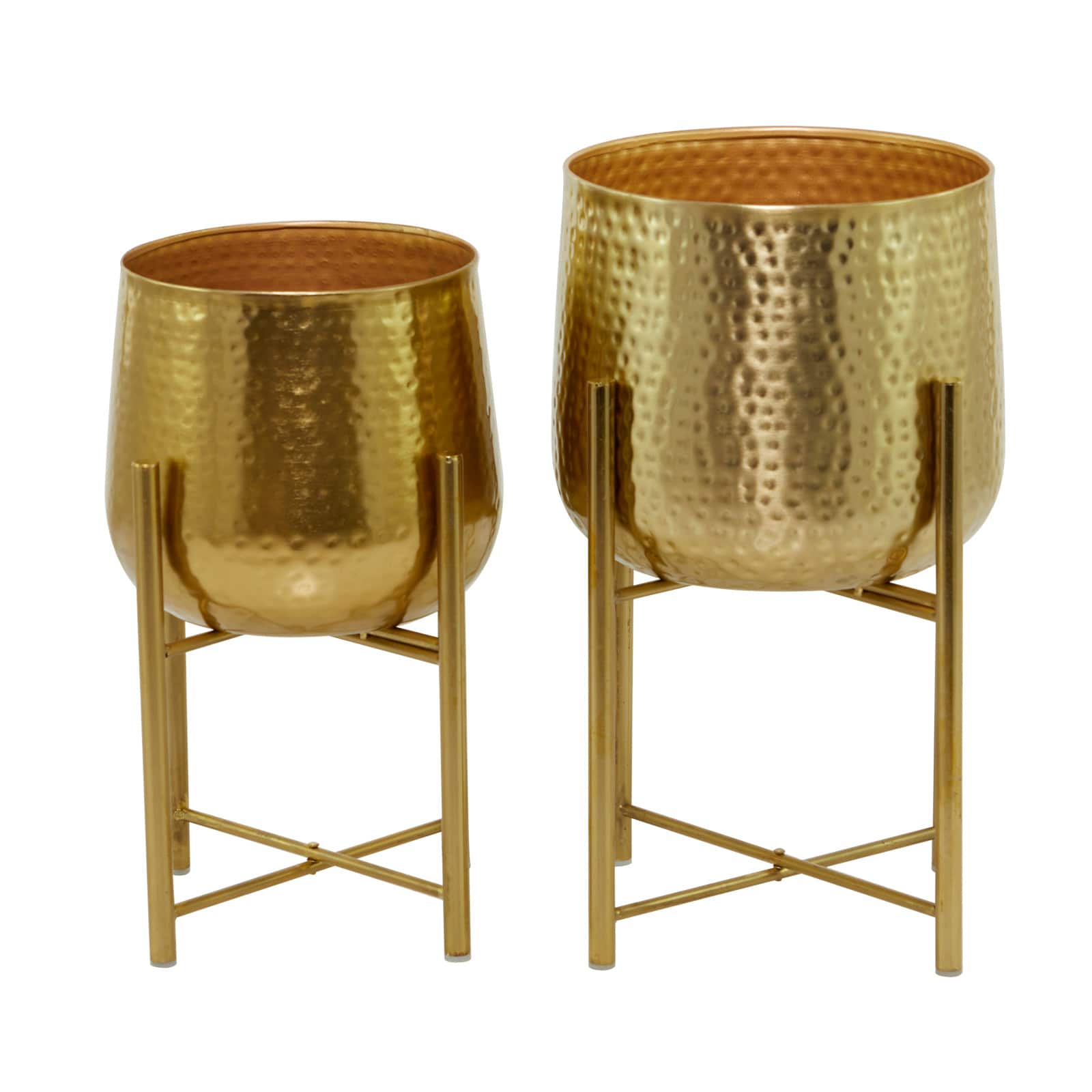 Gold Modern Planter, Set of 2" 17", 19"