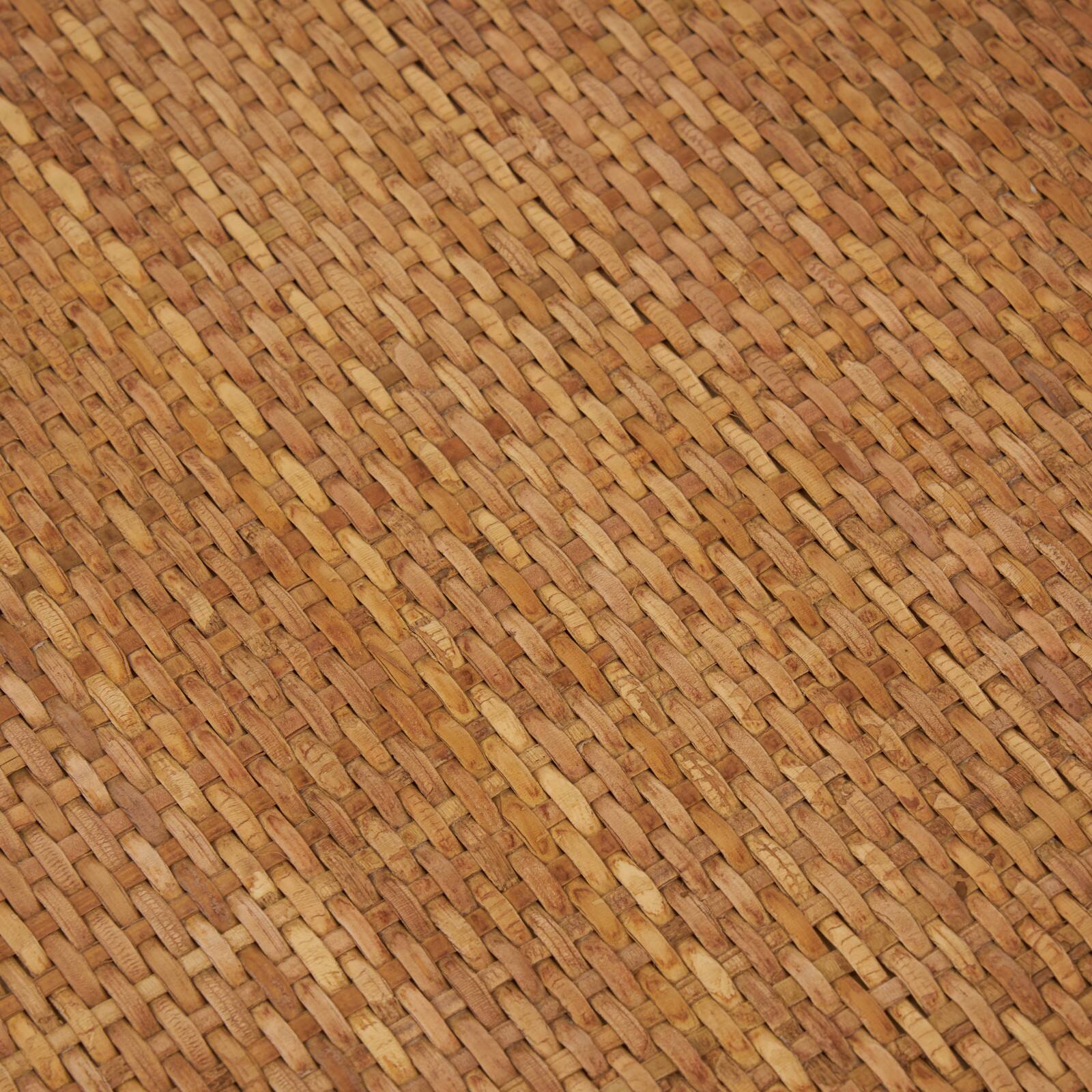 23" x 22" Brown Handmade Woven Rattan Living Room Décor Tray with Slot Handles