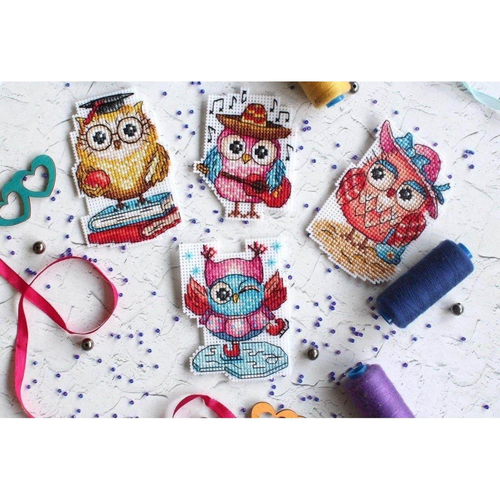 MP Studia Owl Stories Plastic Canvas Counted Cross Stitch Kit