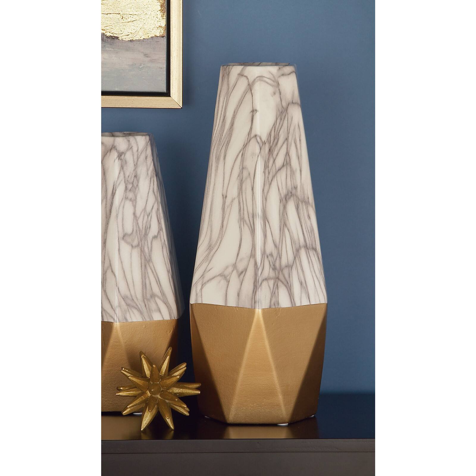 18" Gold Stoneware Contemporary Vase