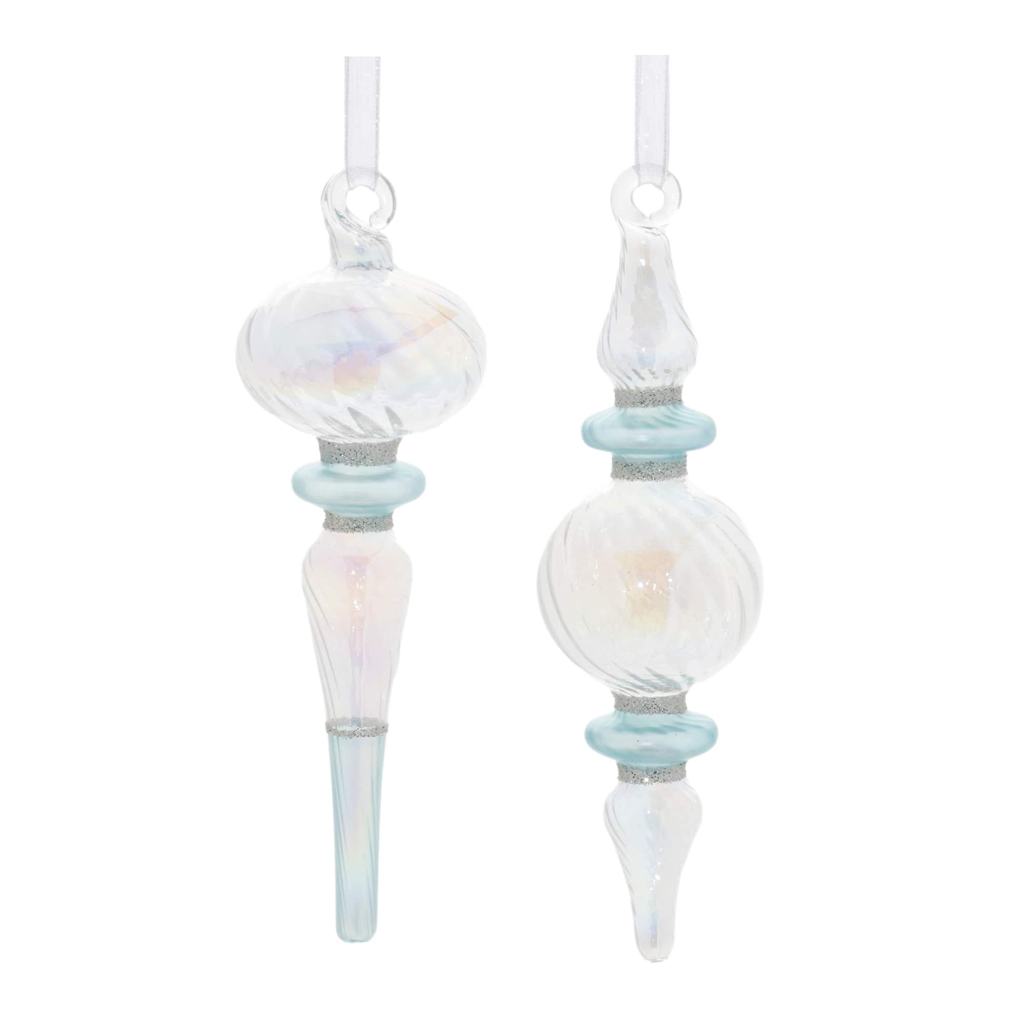 5.5" Iridescent Finial Drop Ornament Set