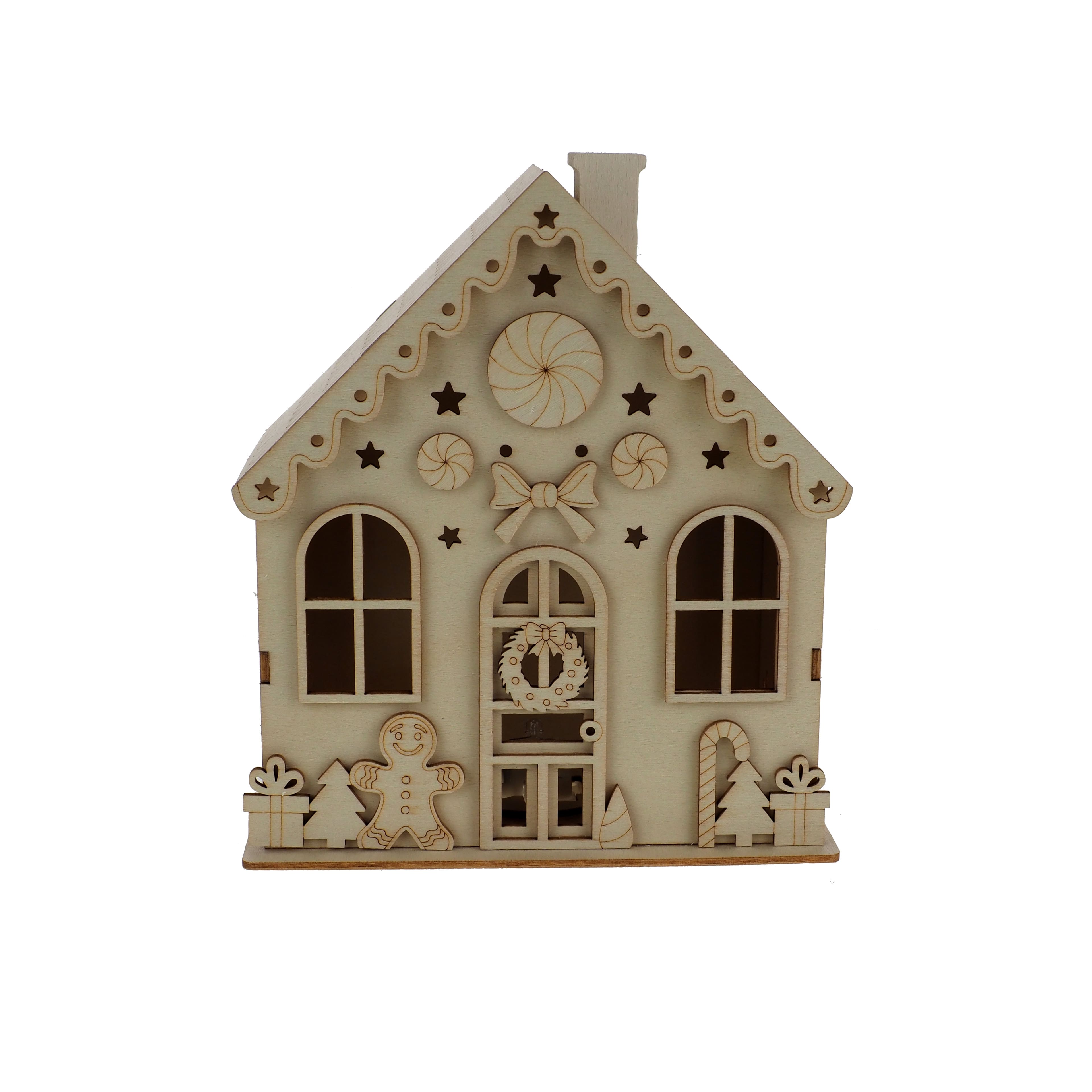 6.75" Gingerbread House DIY LED Wood Décor by Make Market®