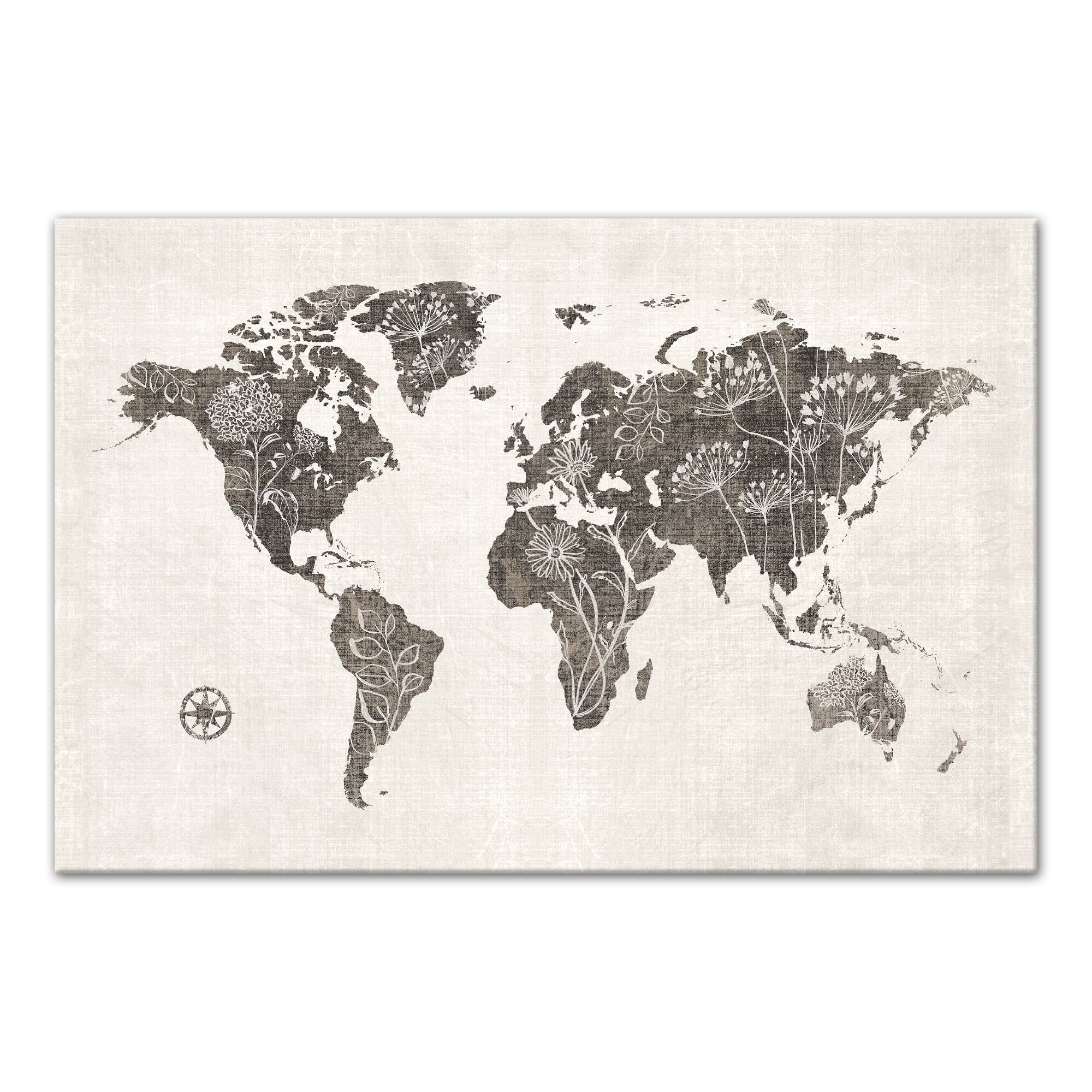 Floral Map 30" x 20" Canvas Wall Art