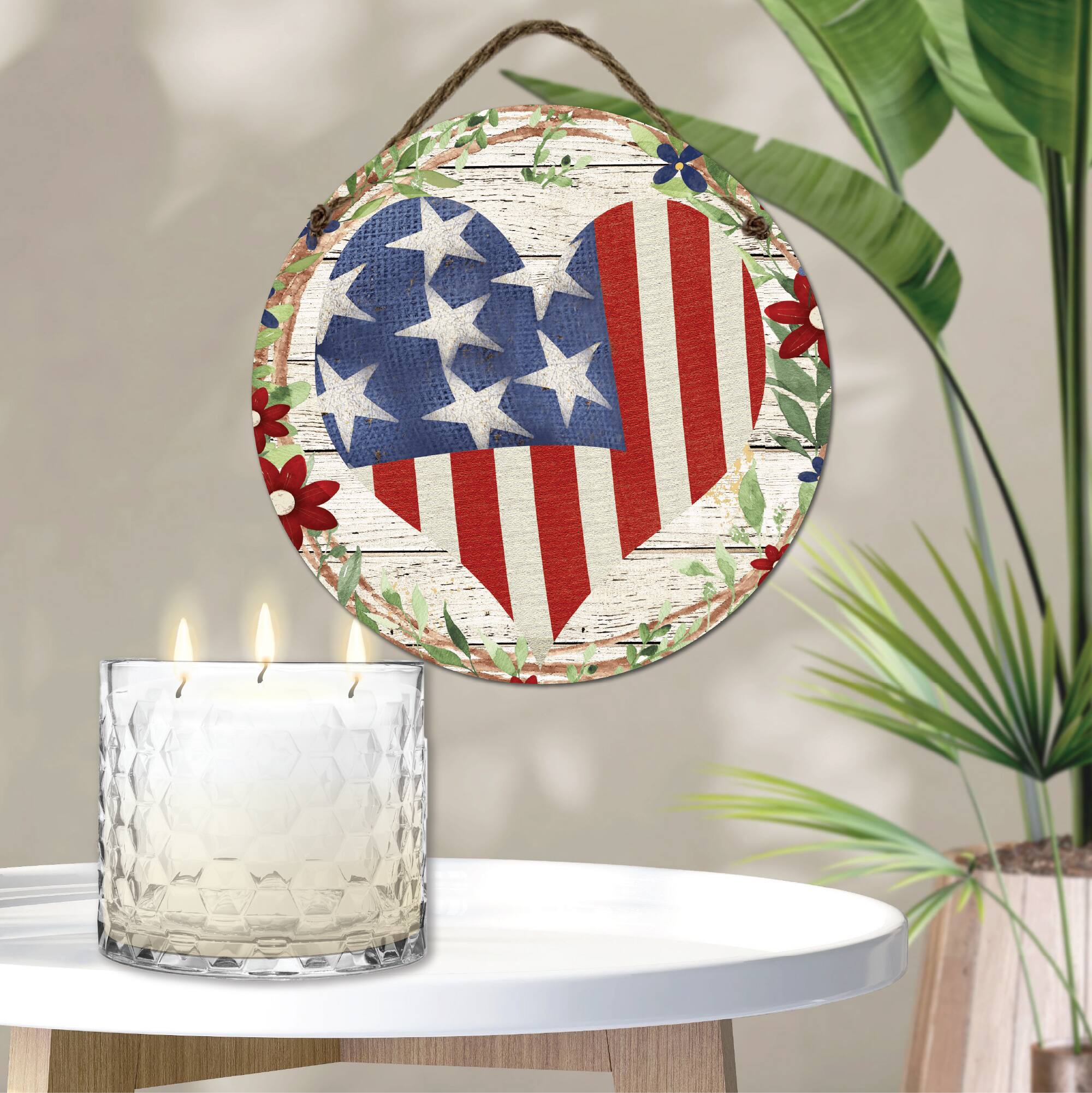 Courtside Market® Celebrate 250™ 3-Wick Citronella Candle & Patriotic Heart Hanging Artboard Set