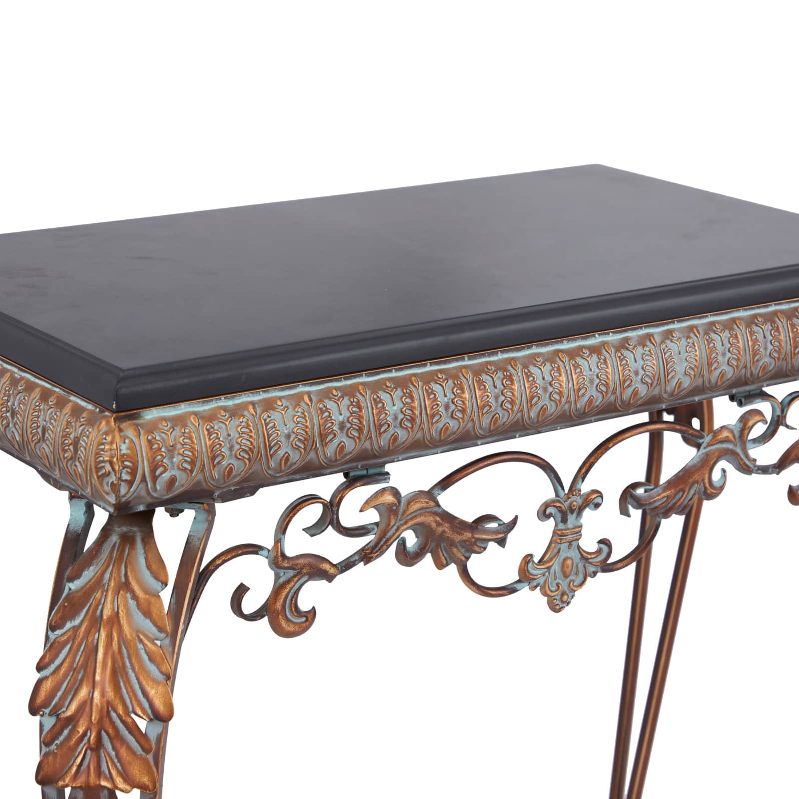 Set of 2" Bronze Metal Traditional Console Table with Mirror, 32" x 23"
