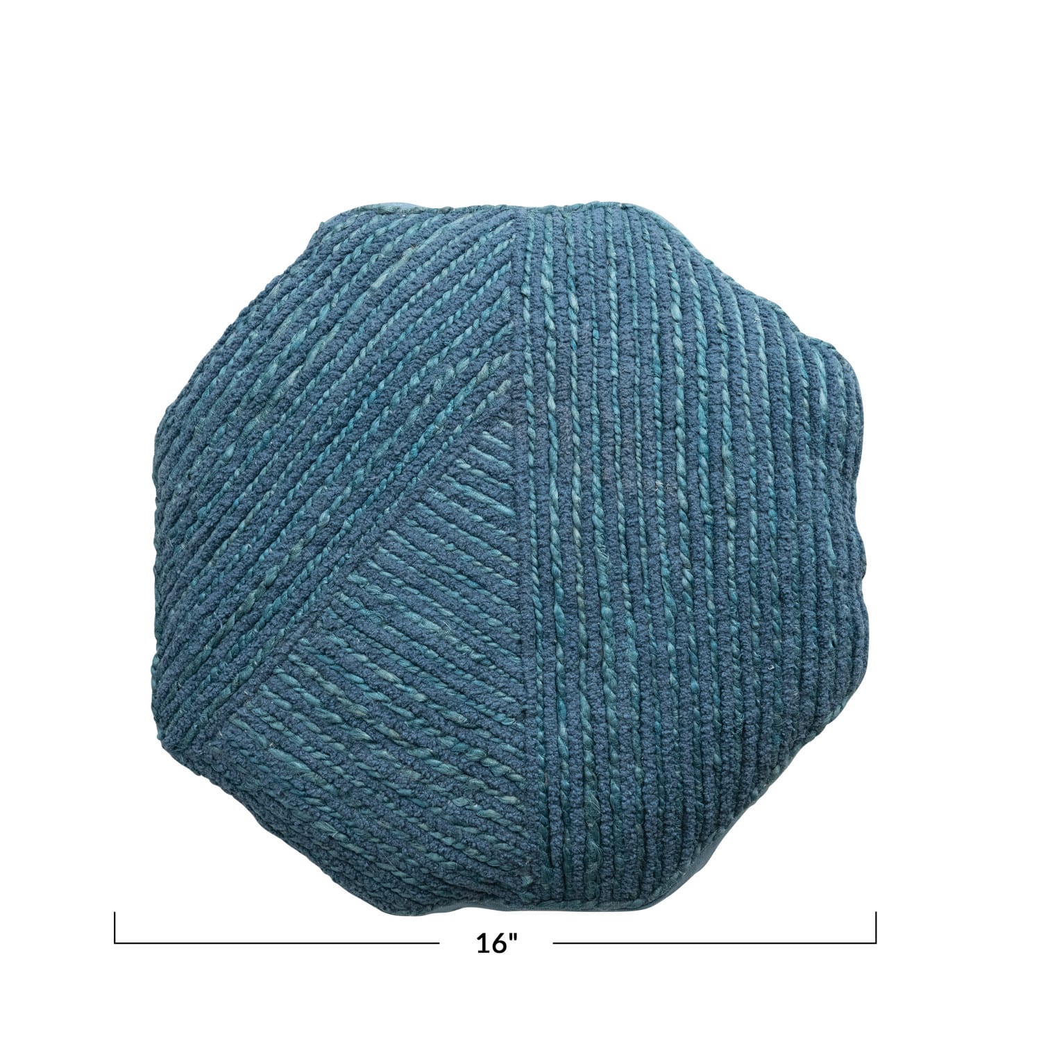 Hello Honey® Blue Cotton & Jute Embroidered Octagon Shaped Pillow,