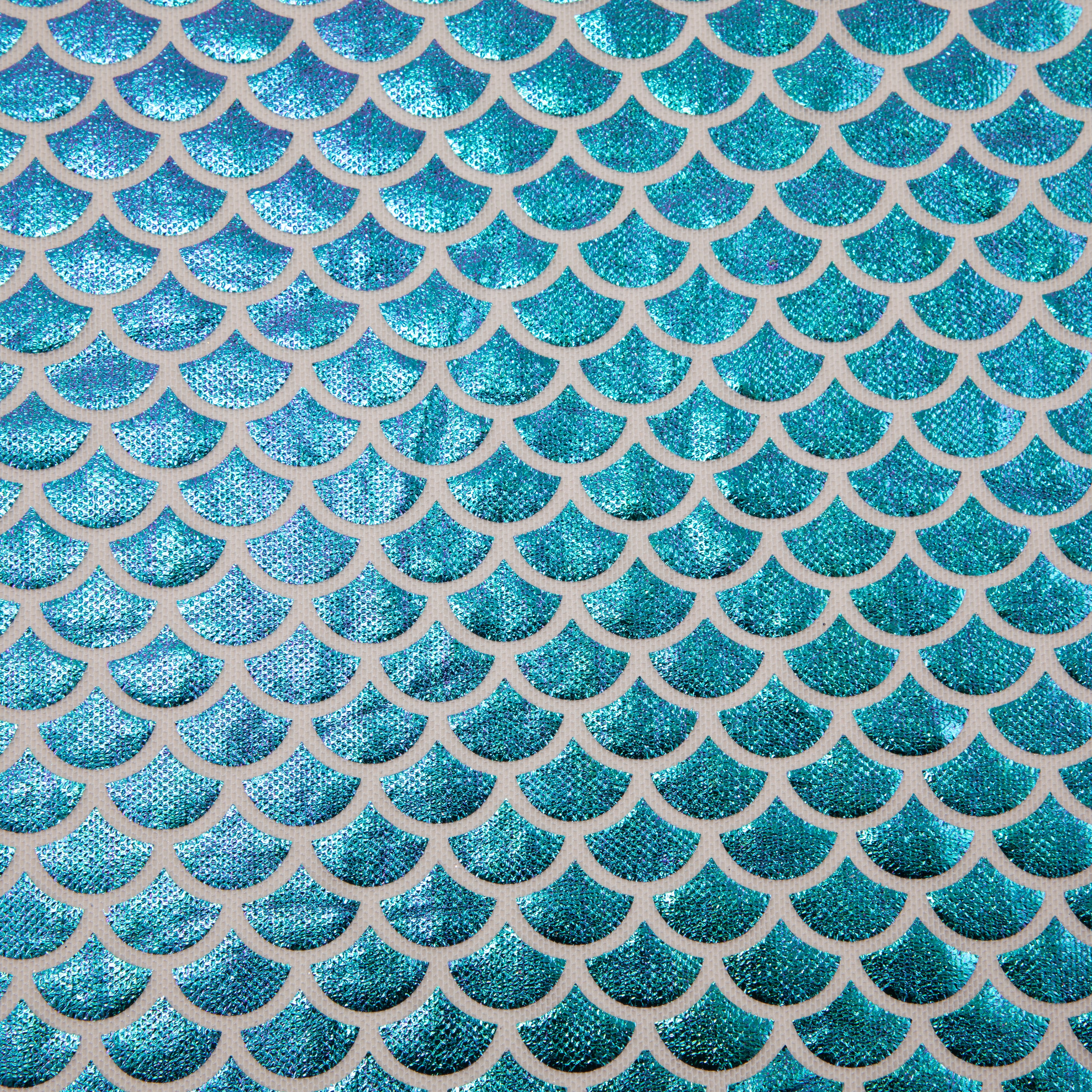 Wyla Green Oil Slick Fish Scales on White Mesh
