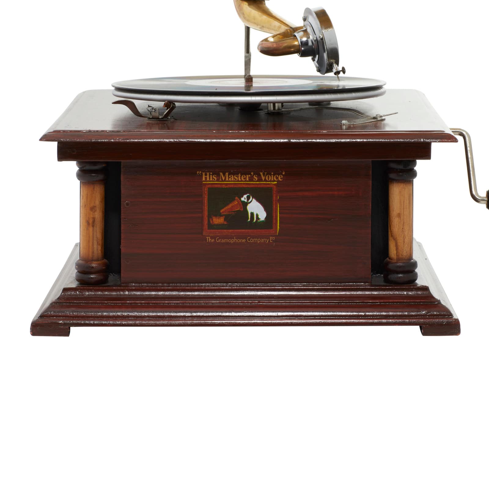 Brown Wood and Metal Vintage Gramophone, 28" x 18" x 16"