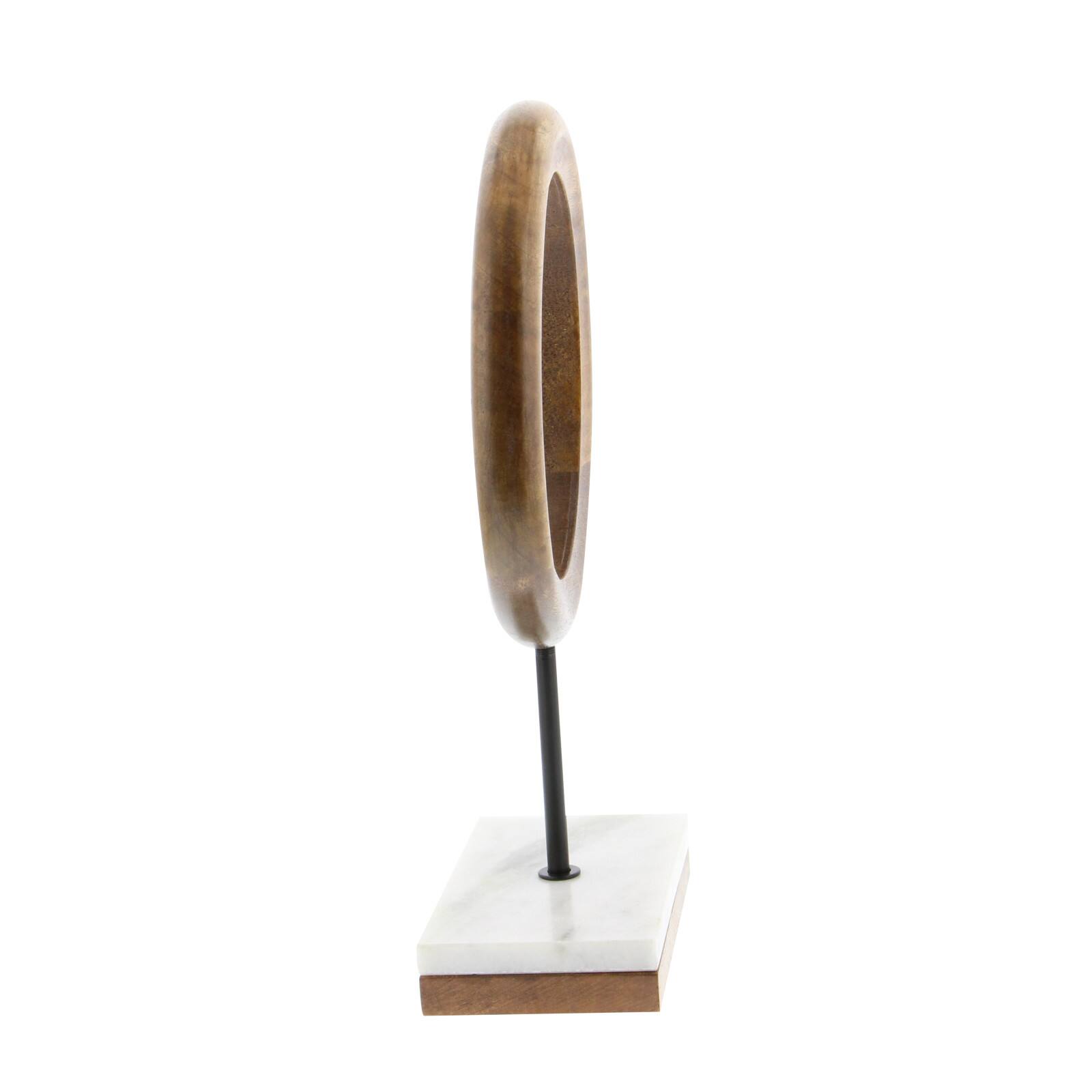 14" Brown Mango Wood Circle Sculpture