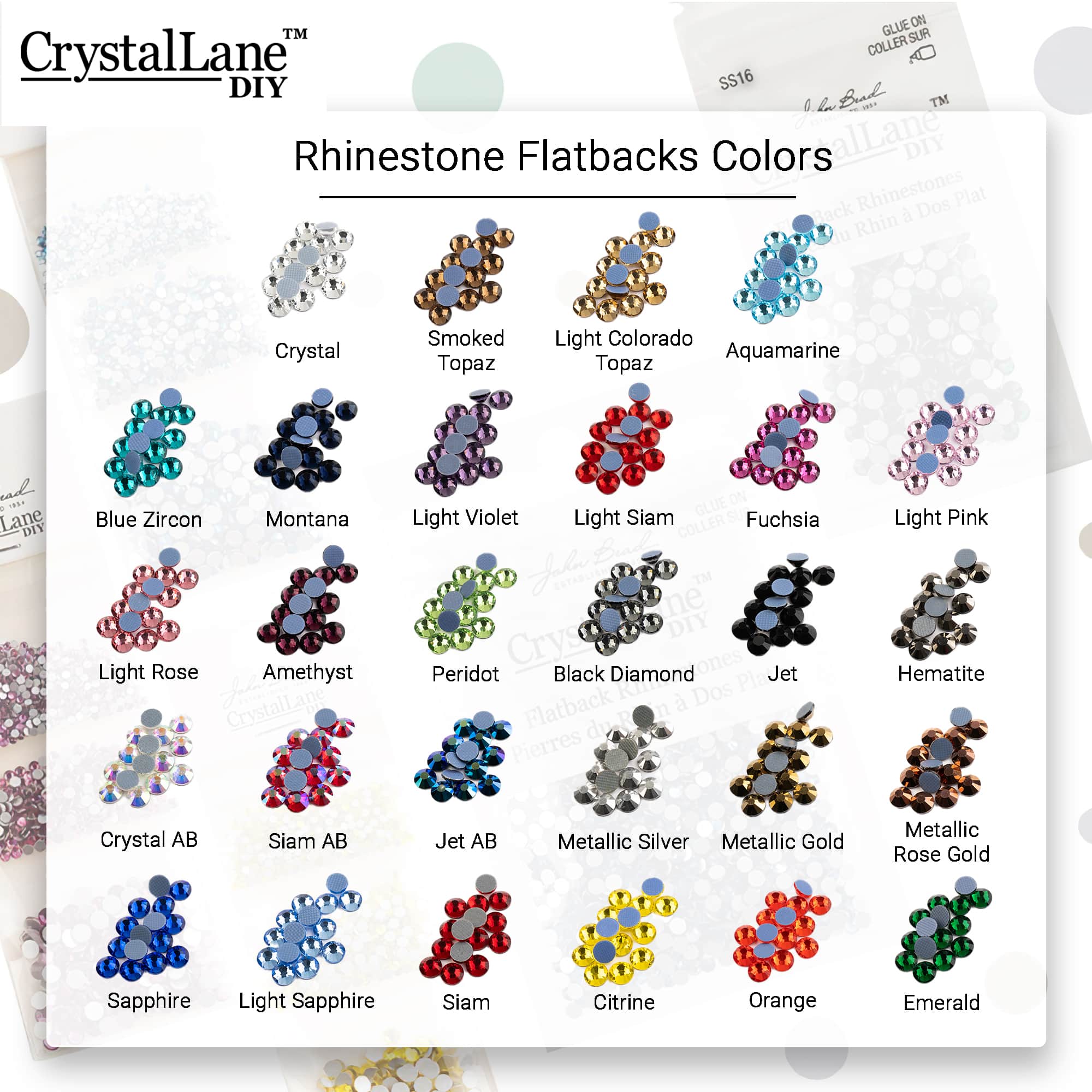 Crystal Lane DIY SS6 Round Glass Flatback Hotfix Rhinestones, 1,440ct