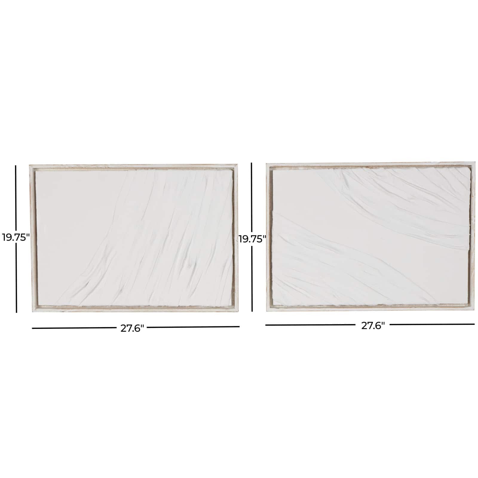 28" x 20" White Distressed Wood Abstract Wavy Wall Decor, Set of 2