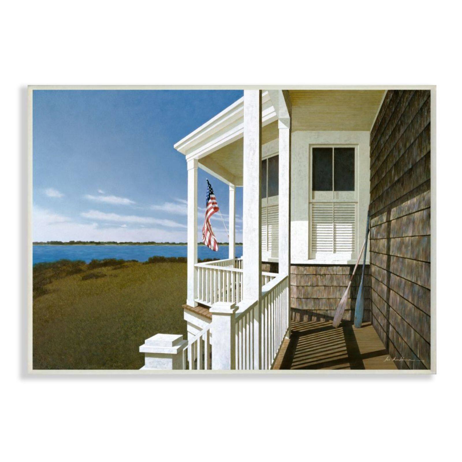 Stupell Industries Americana Cottage Porch Realistic Coastal Painting Wall Plaque