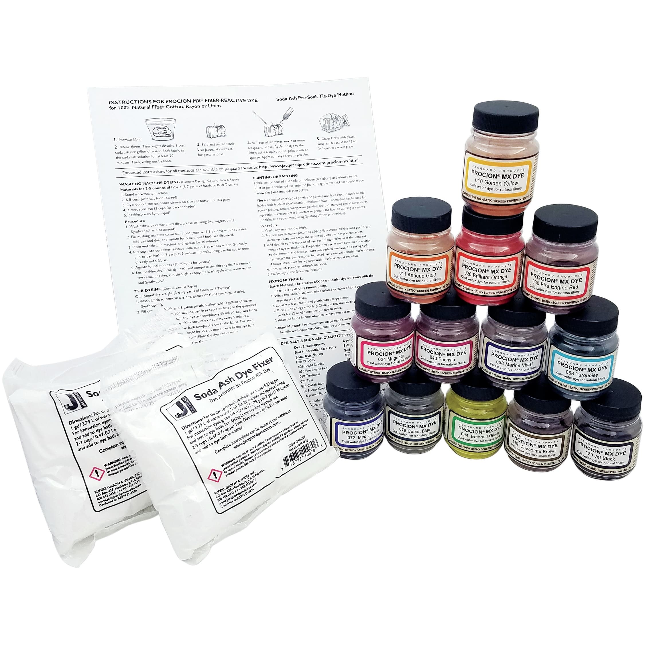 Jacquard Procion® 13-Color Mx Dye Set with Soda Ash