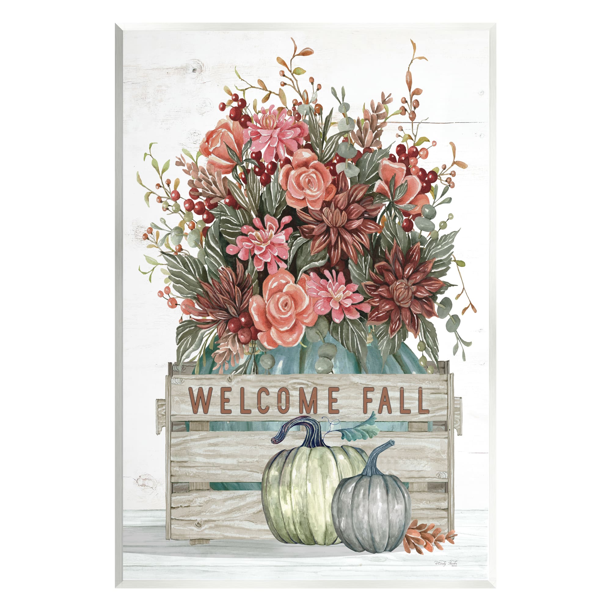 Stupell Industries Welcome Fall Seasonal Blooms Wall Plaque Art