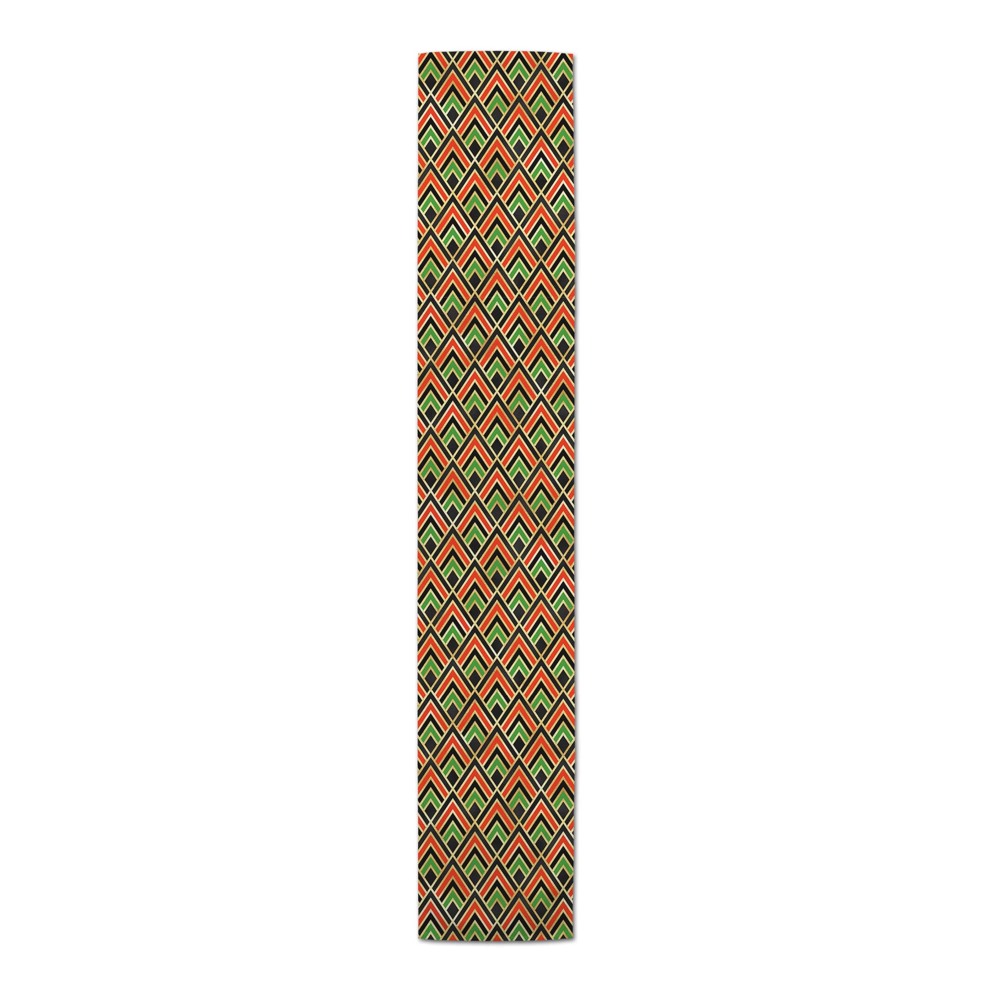 72" Kwanzaa Pattern Black Poly Twill Table Runner