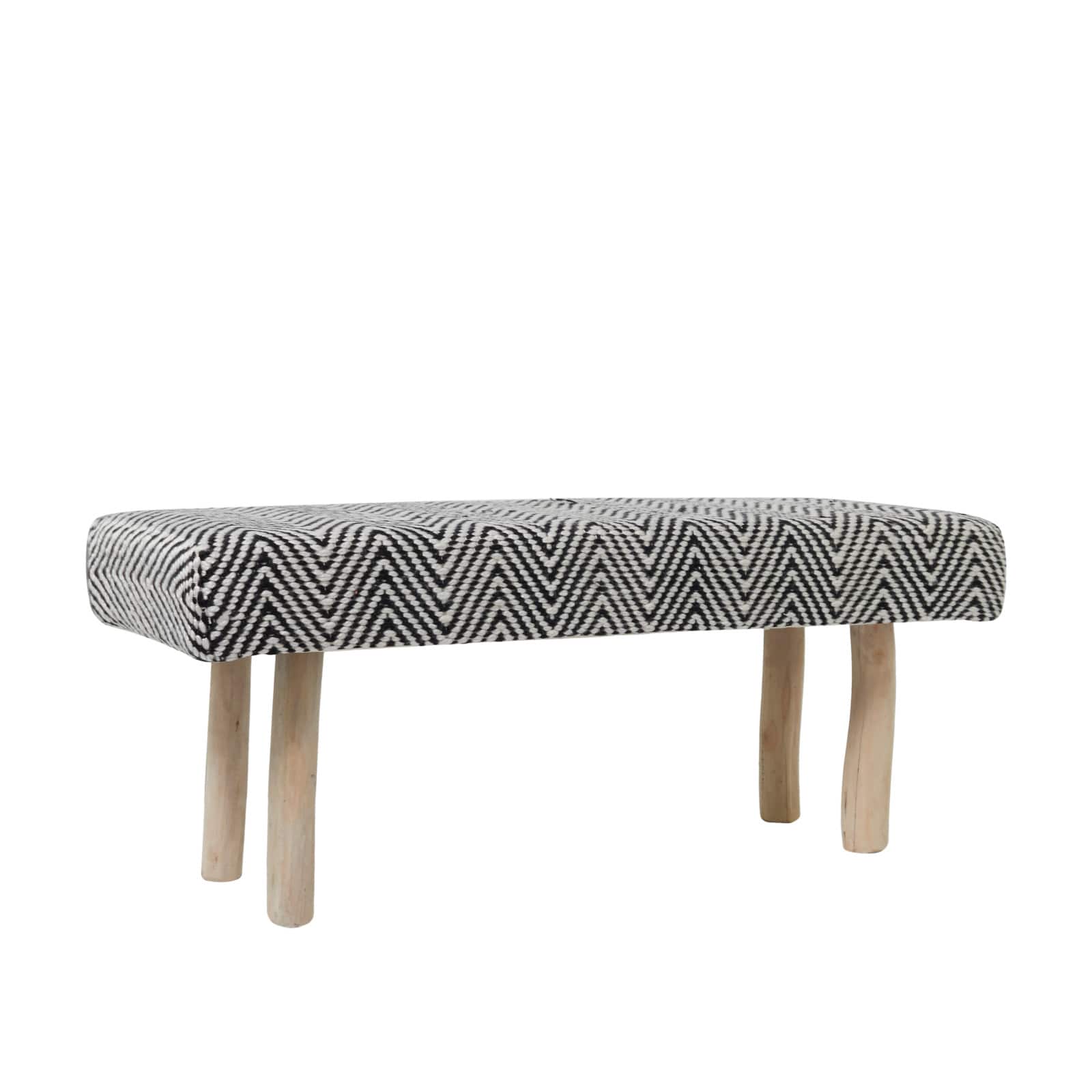 48" Black Wood Chevron Bench with Wood Legs