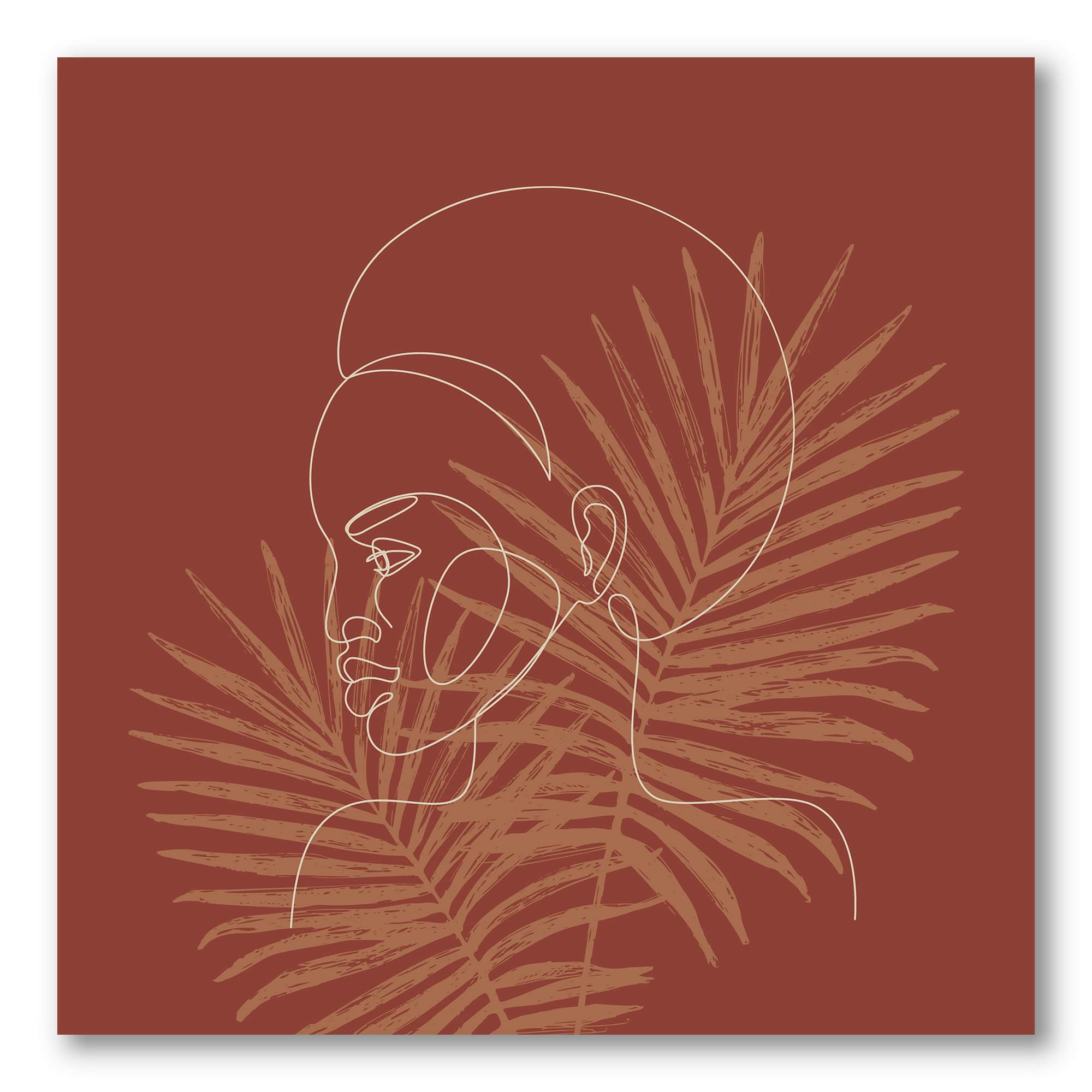 Designart - Sillhouette of African American Girl on Palm Leaves
