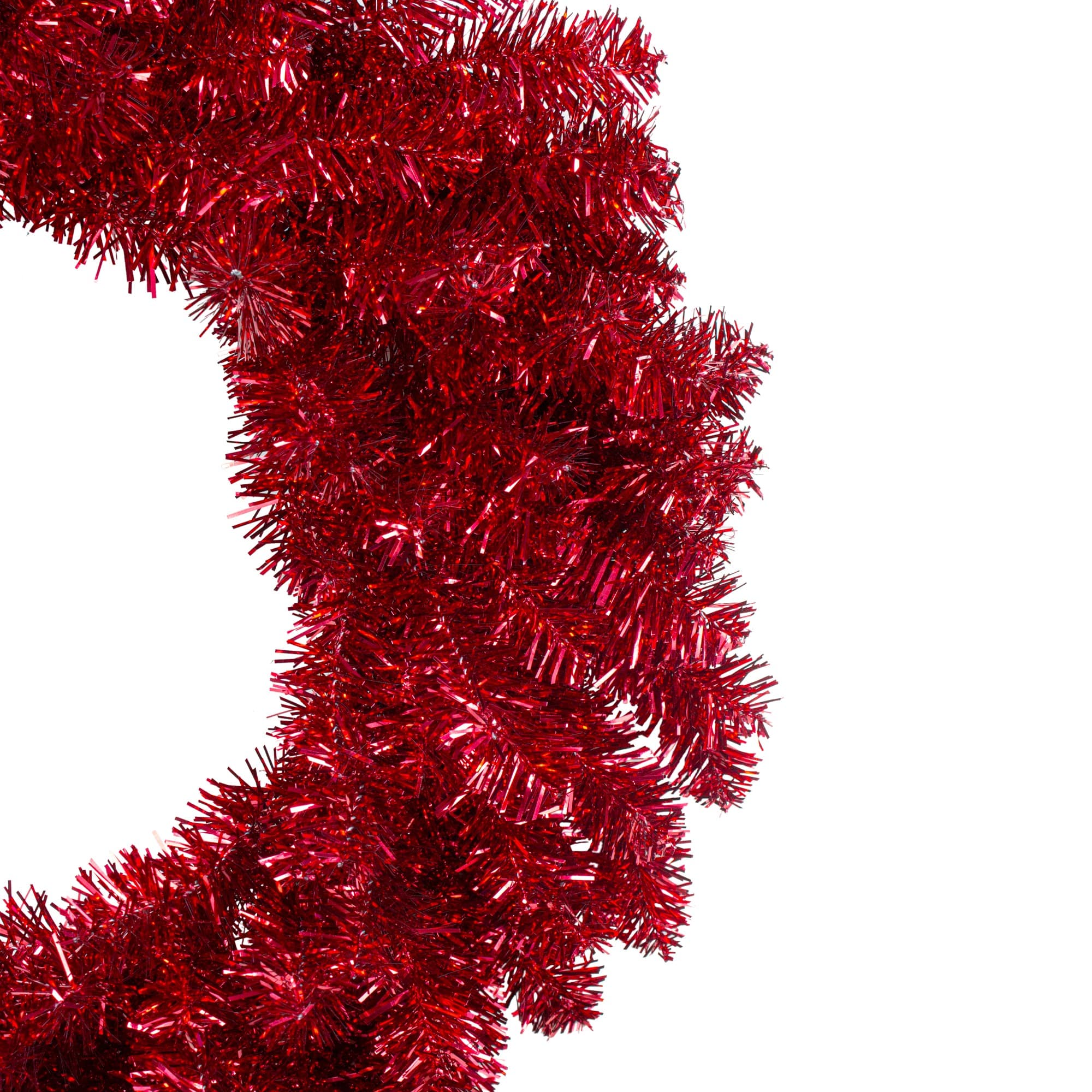 24" Red Metallic Double Tinsel Christmas Wreath
