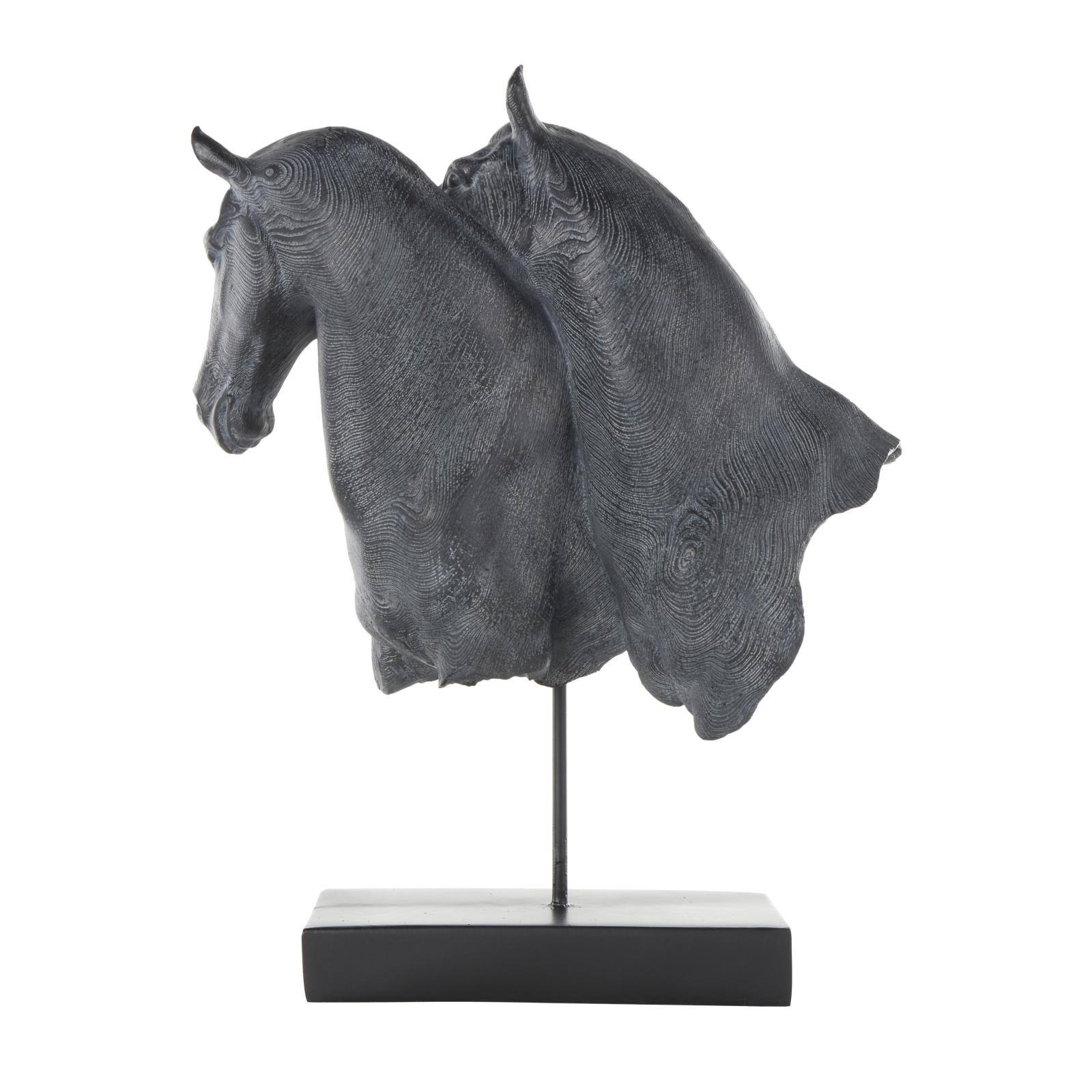 18.25" Black Resin Horse Bust Inspired Sculpture with Black Stand