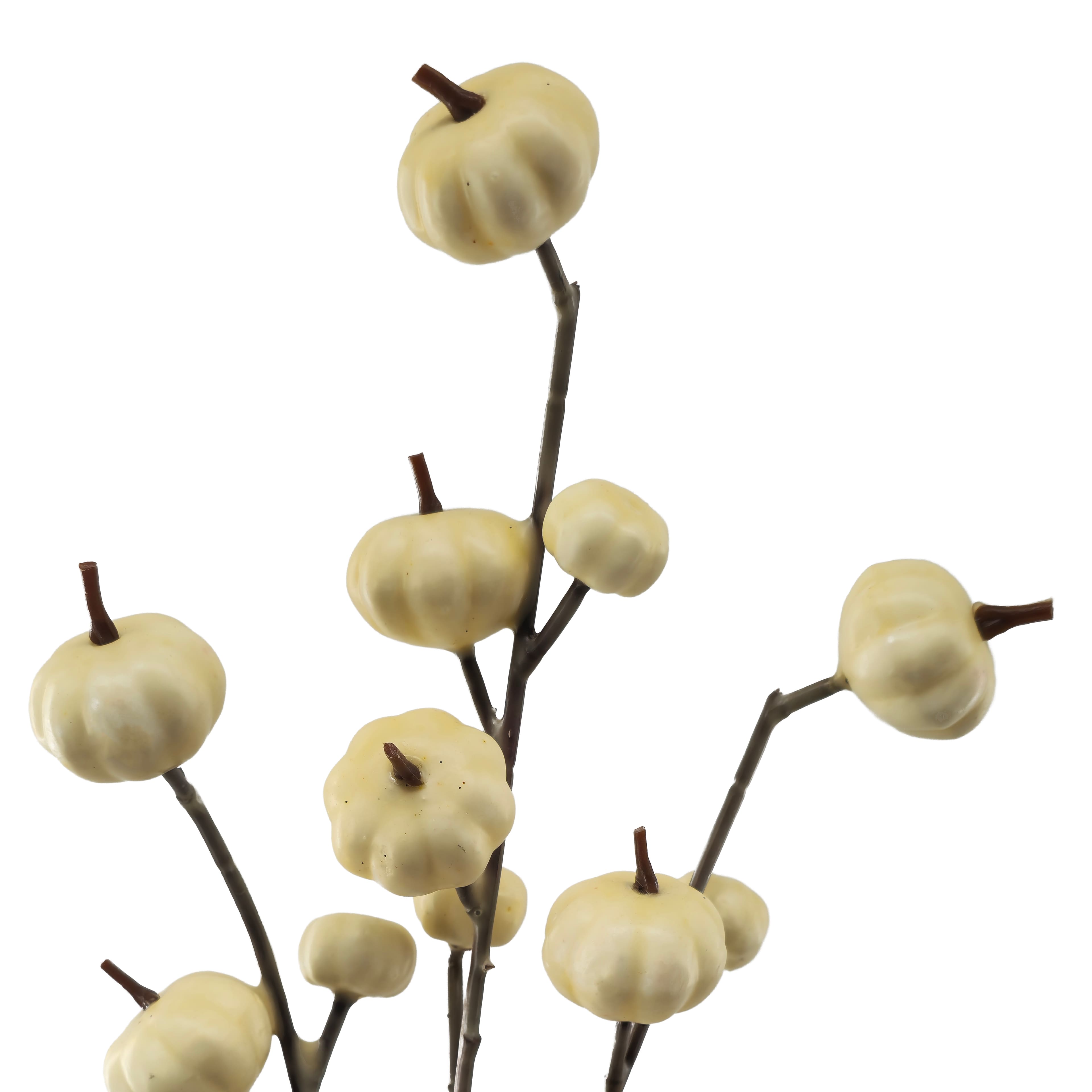 12" Cream Mini Pumpkin Pick by Ashland®