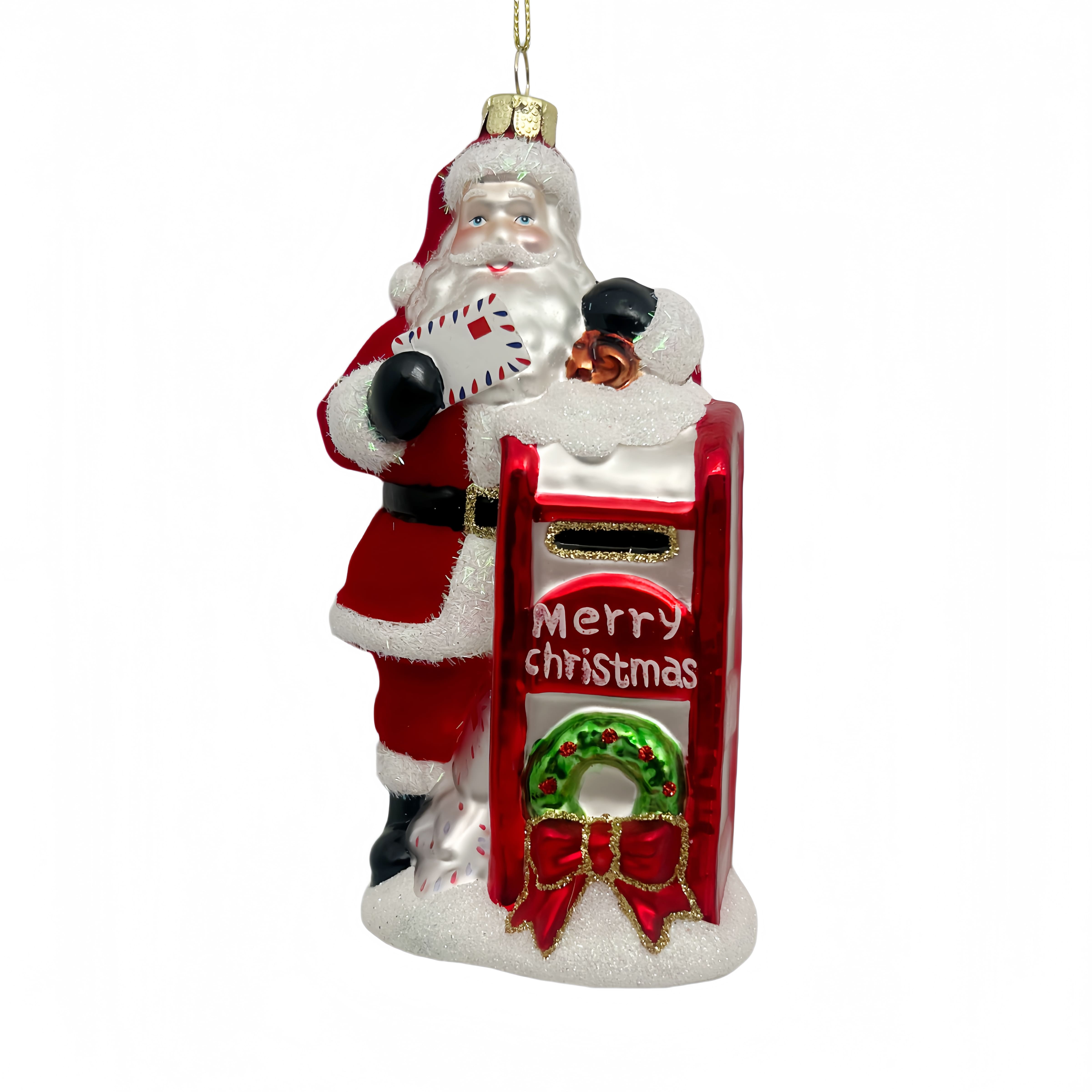 5.75" Santa with Letter Box Glass Ornament by Ashland®