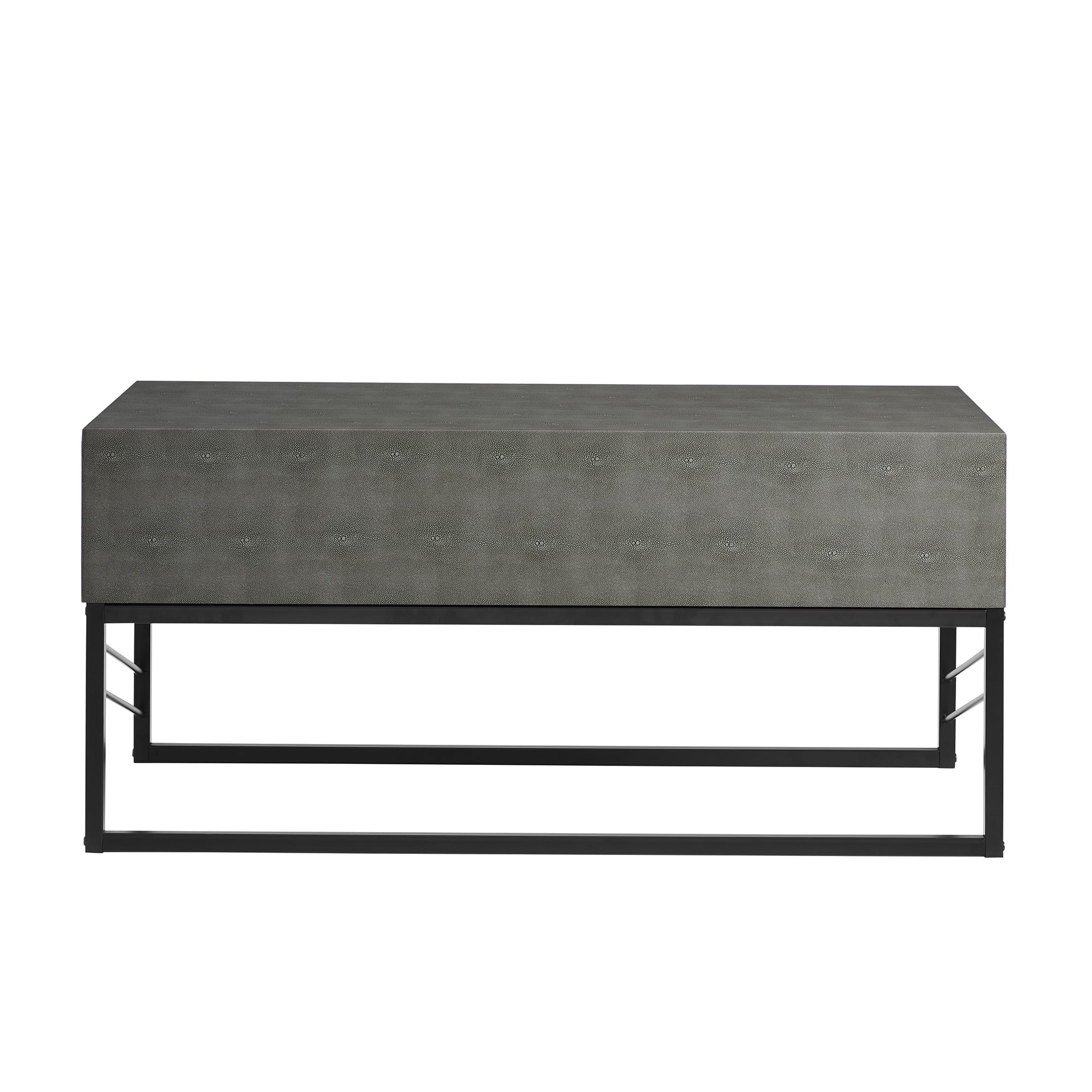 Gray 2-Drawer Faux Shagreen Coffee Table