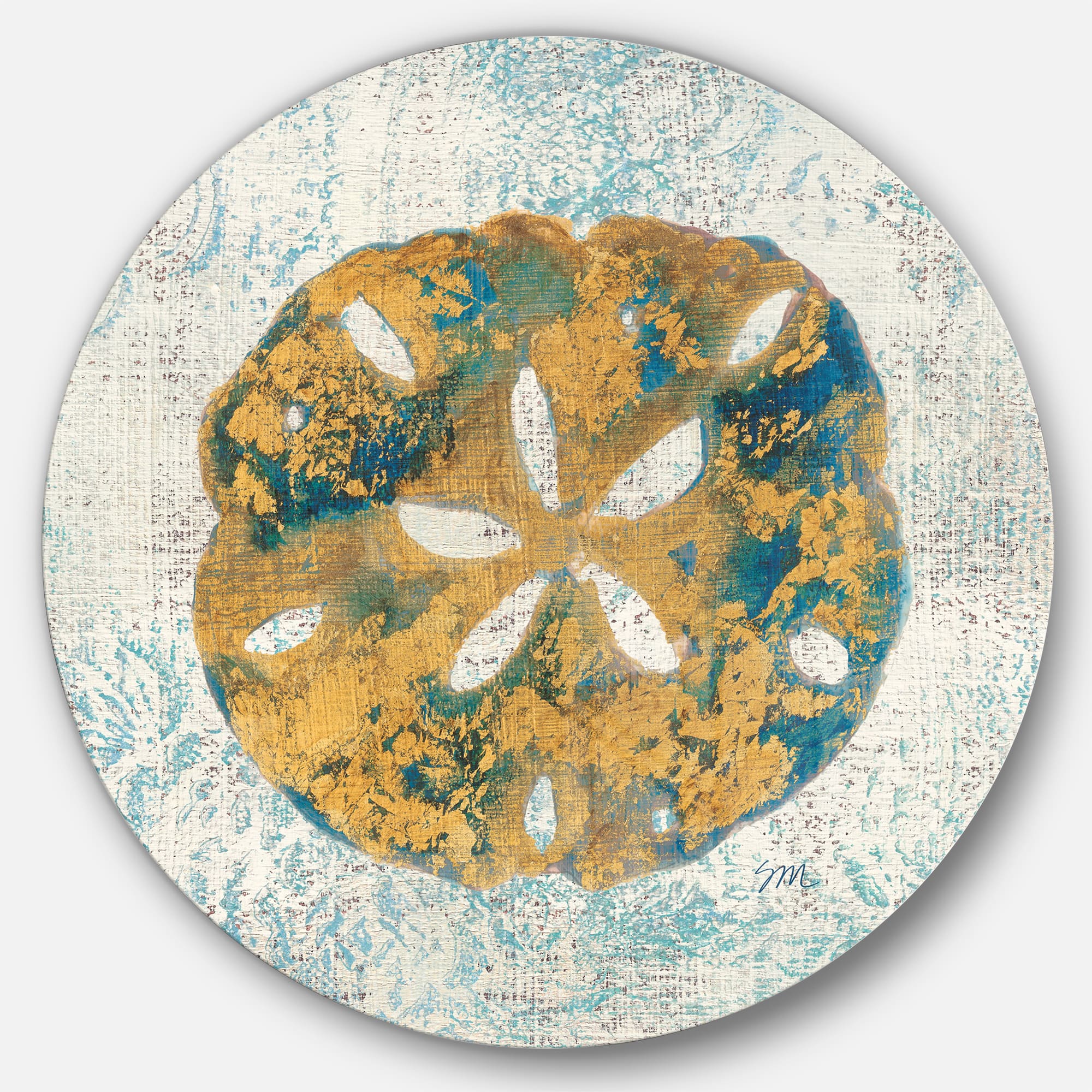 Designart - Coastal Pastel seashells II - Nautical & Coastal Metal Circle Wall Art