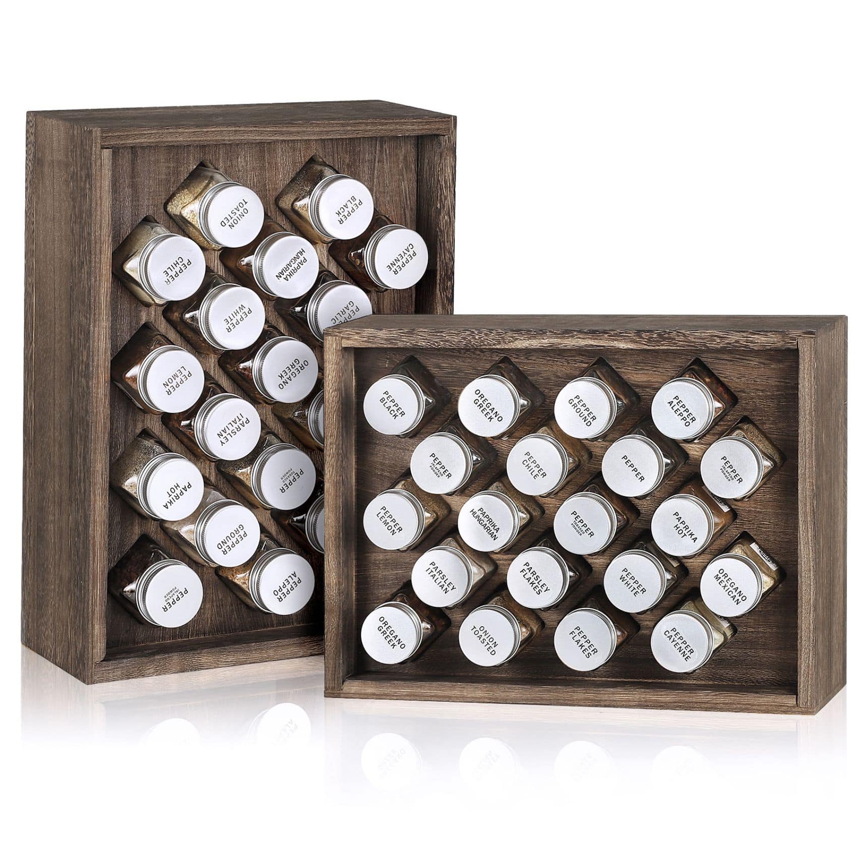 Freestanding Countertop Spice Shelf Holder with 20 Glass Jars