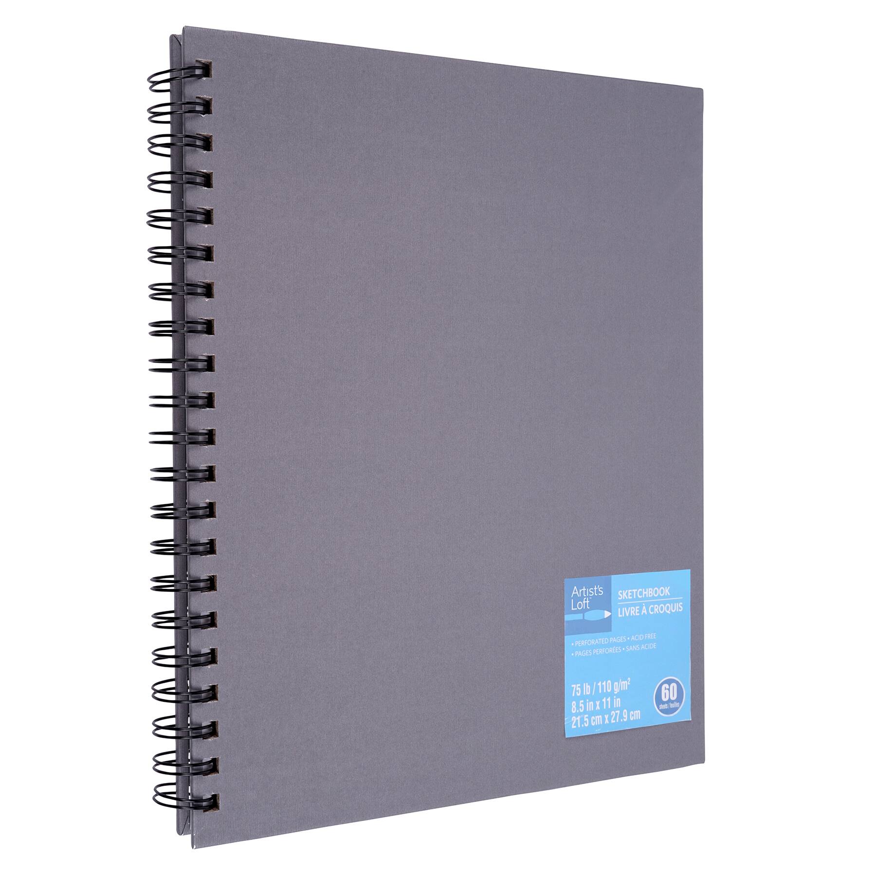 Cahier à croquis gris à reliure métallique d'Artist's Loft
