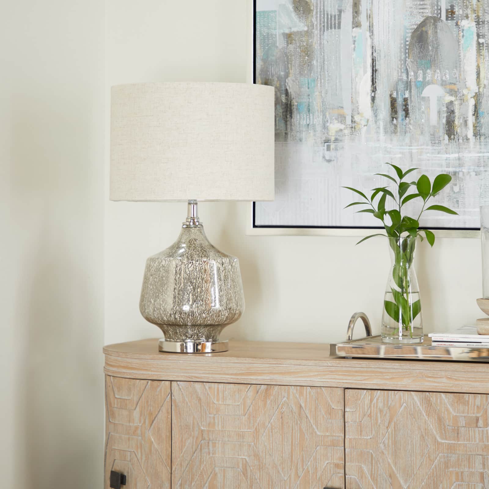 Champagne Linen Transitional Table Lamp, 21" x 13" x 13"